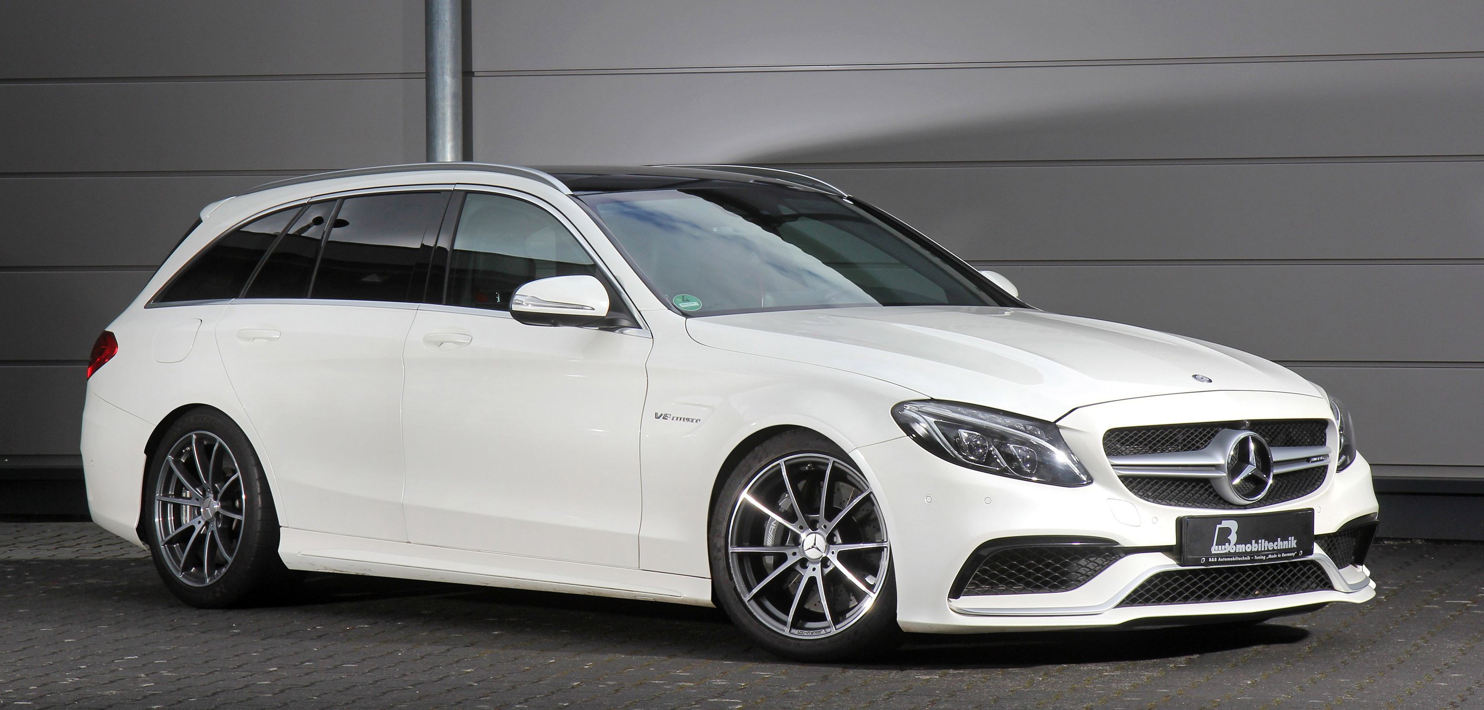 mercedes, amg, white, c63, cars, modified, bandb, benz, 2K, wagon, HD Wallpaper