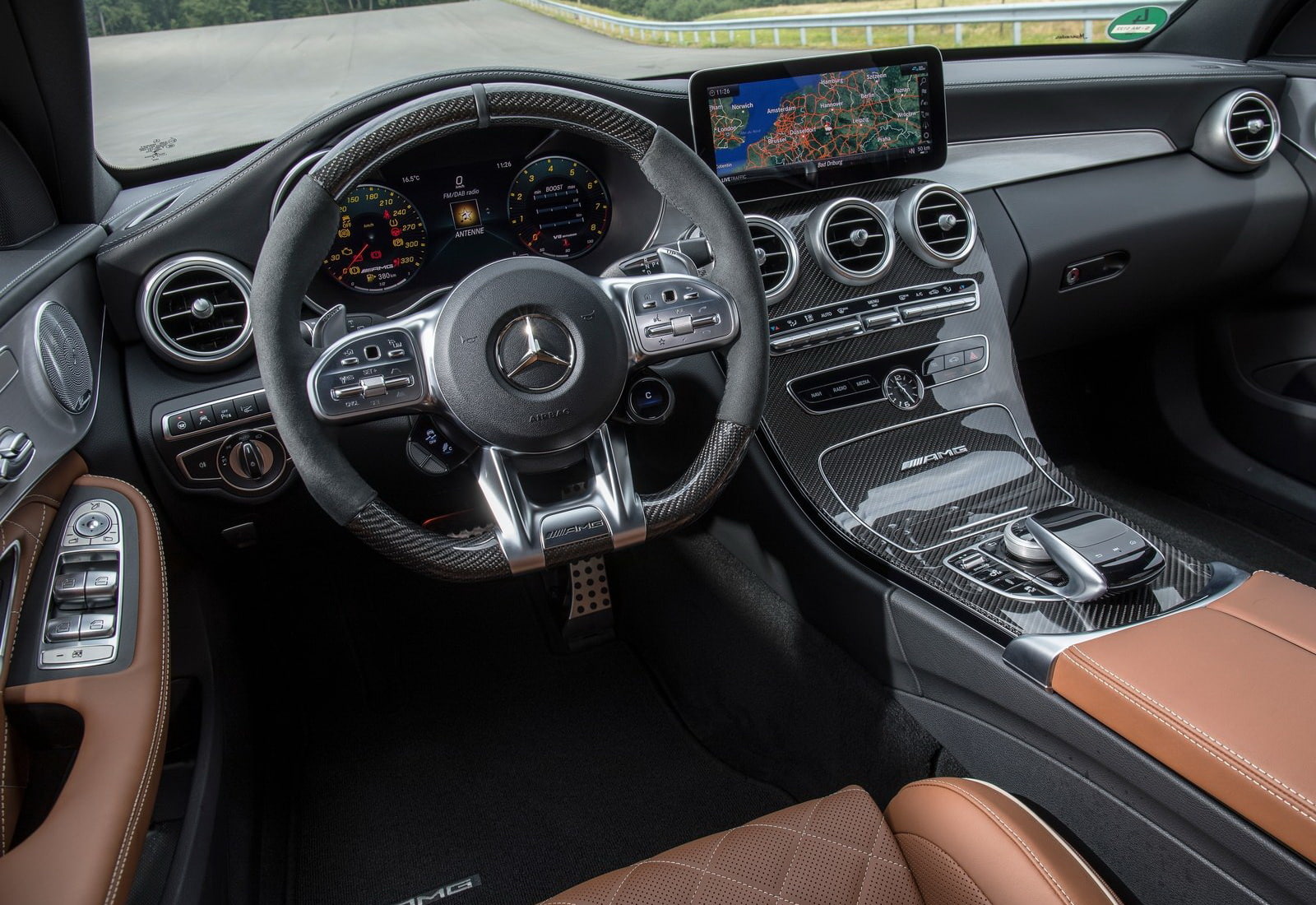 c63, seat, 720P, amg, wheel, control, transportation, mode of transportation, dashboard, estate, travel, mercedes-benz, steering wheel, car, car interior, HD Wallpaper