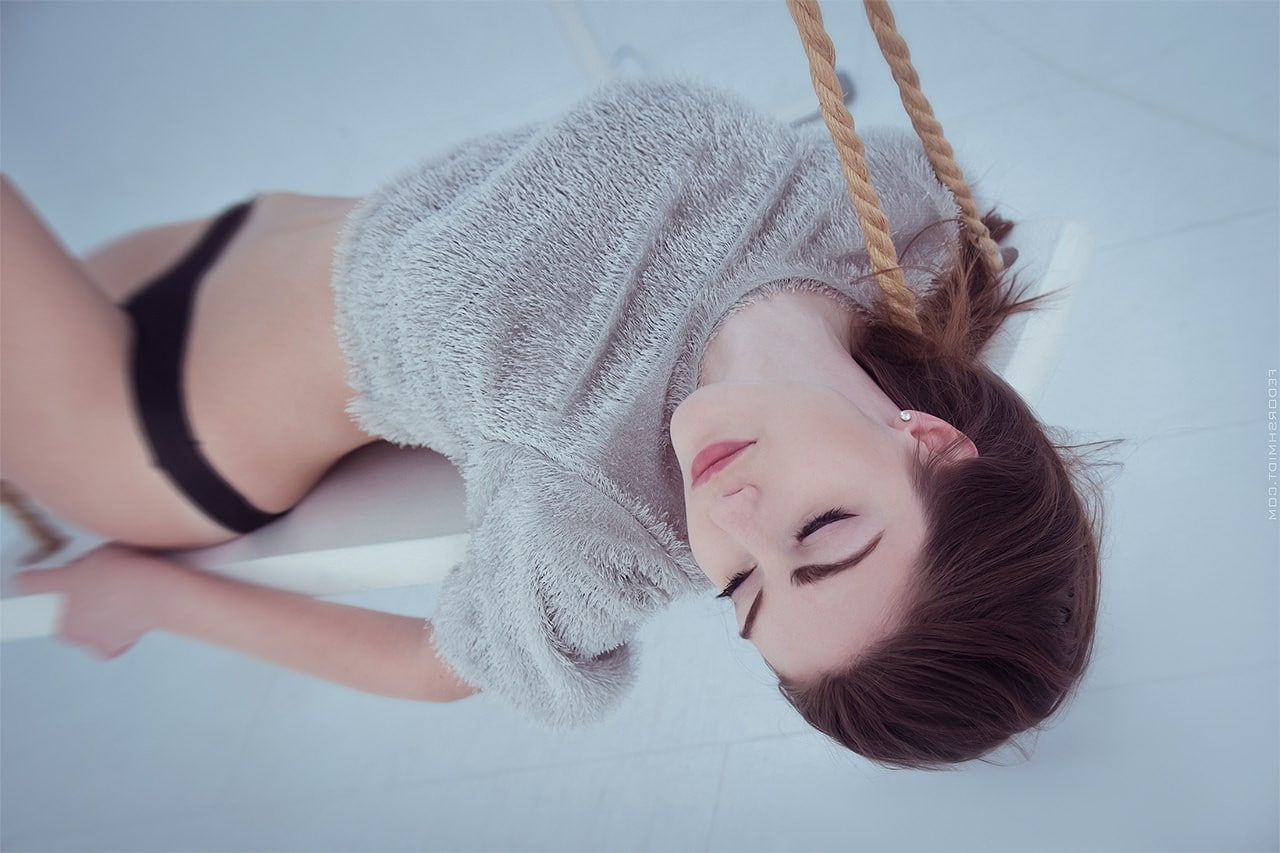 720P, women brunette panties black panties closed eyes ropes fedor shmidt, HD Wallpaper