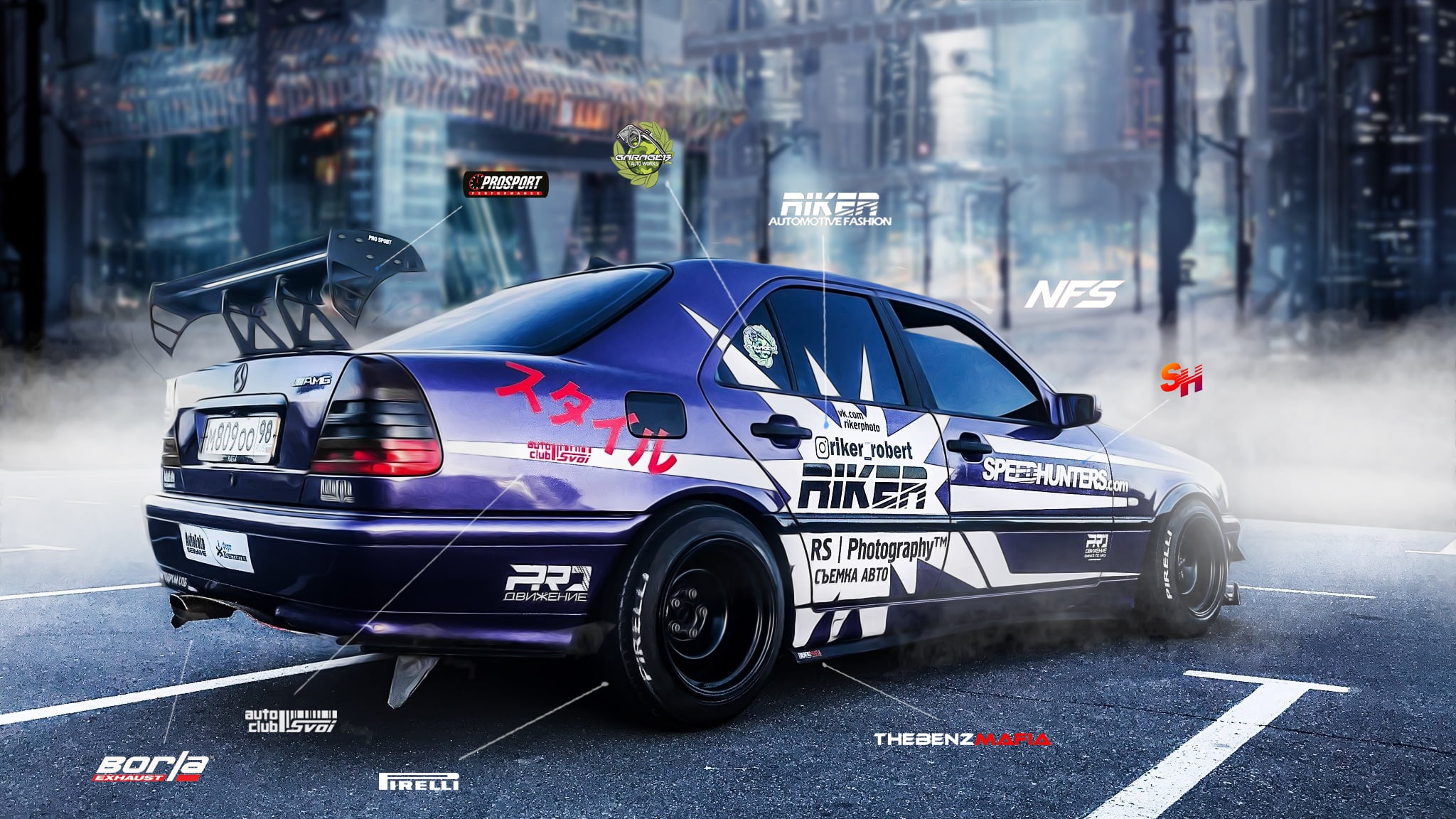 needforspeed, nfs, rikerhd, steet, drift, need for speed, w202, spb, riker, 1080P, art, HD Wallpaper