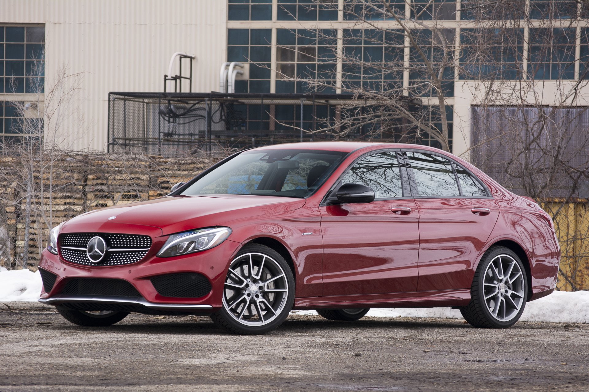 mercedes, amg, sedan, c450, 1080P, 2016, cars, benz, red, HD Wallpaper