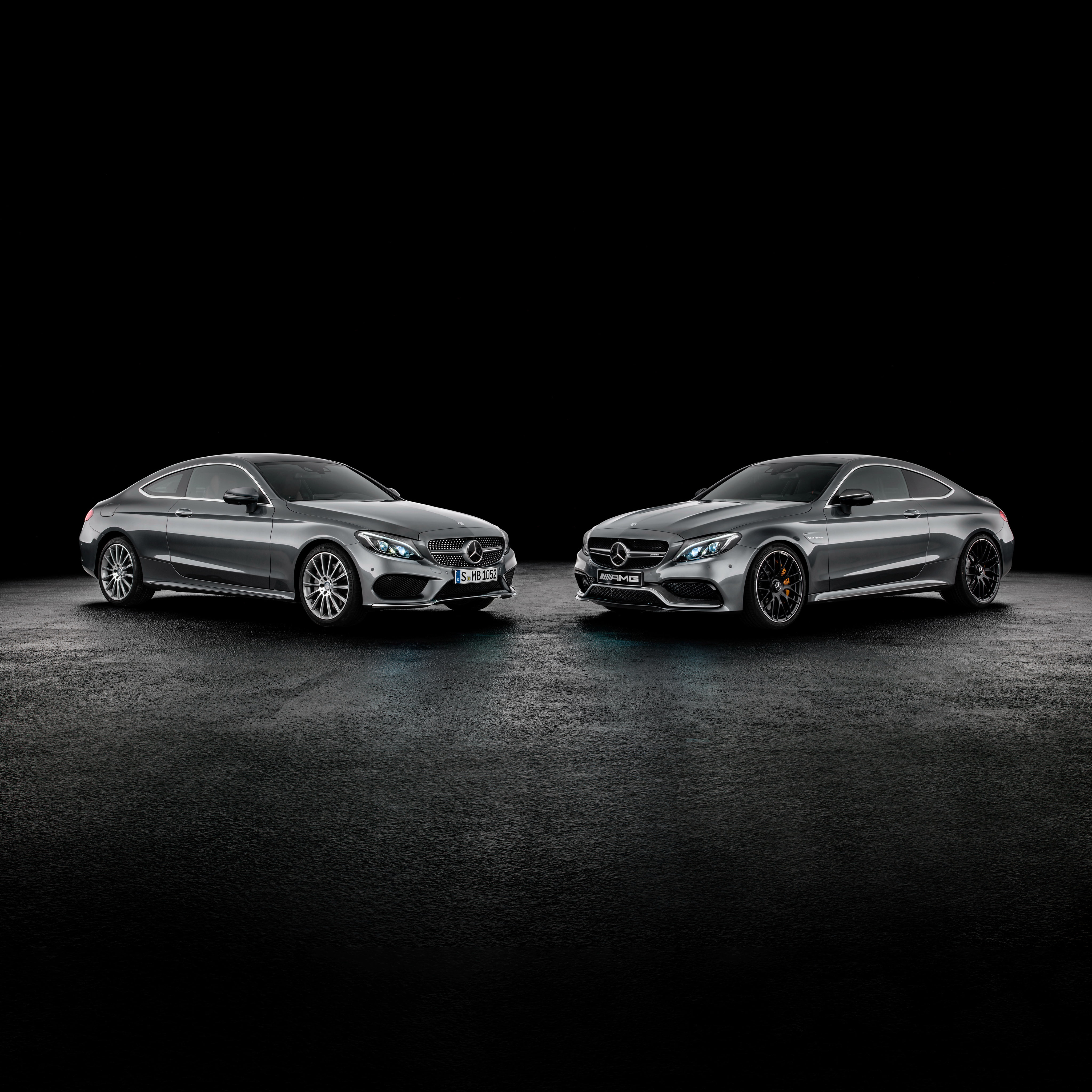 Mercedes, Coupe, C205, Mercedes-Benz, C-Class, 4K, black background, HD Wallpaper