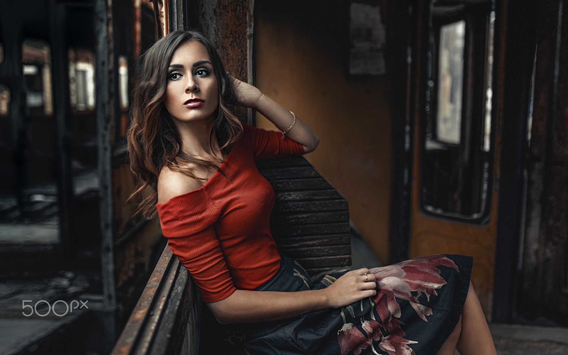 long hair, sitting, Katarzyna Kluska, model, women, 1080P, 500px, Damian Piórko, HD Wallpaper