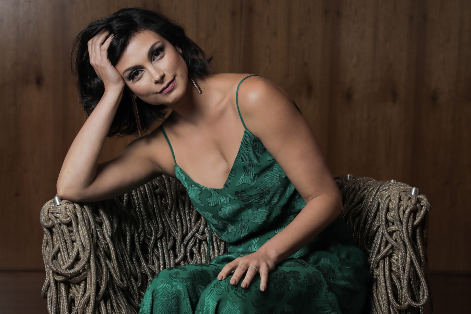 Actress, Green Dress, Morena Baccarin, Actresses, 1080P, Brunette, HD Wallpaper