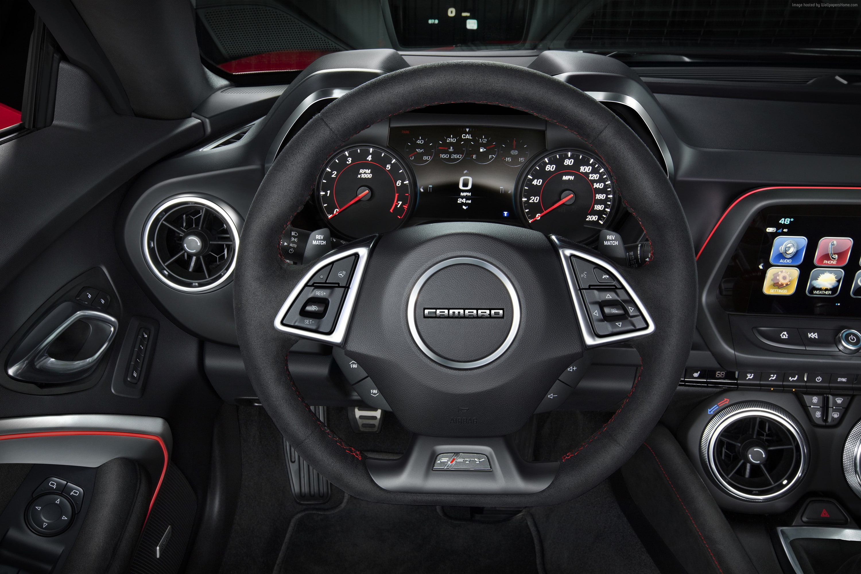 indoors, 2K, land vehicle, gearshift, luxury, NYIAS 2016, speed, gauge, technology, wheel, vehicle interior, transportation, interior, steering wheel, HD Wallpaper