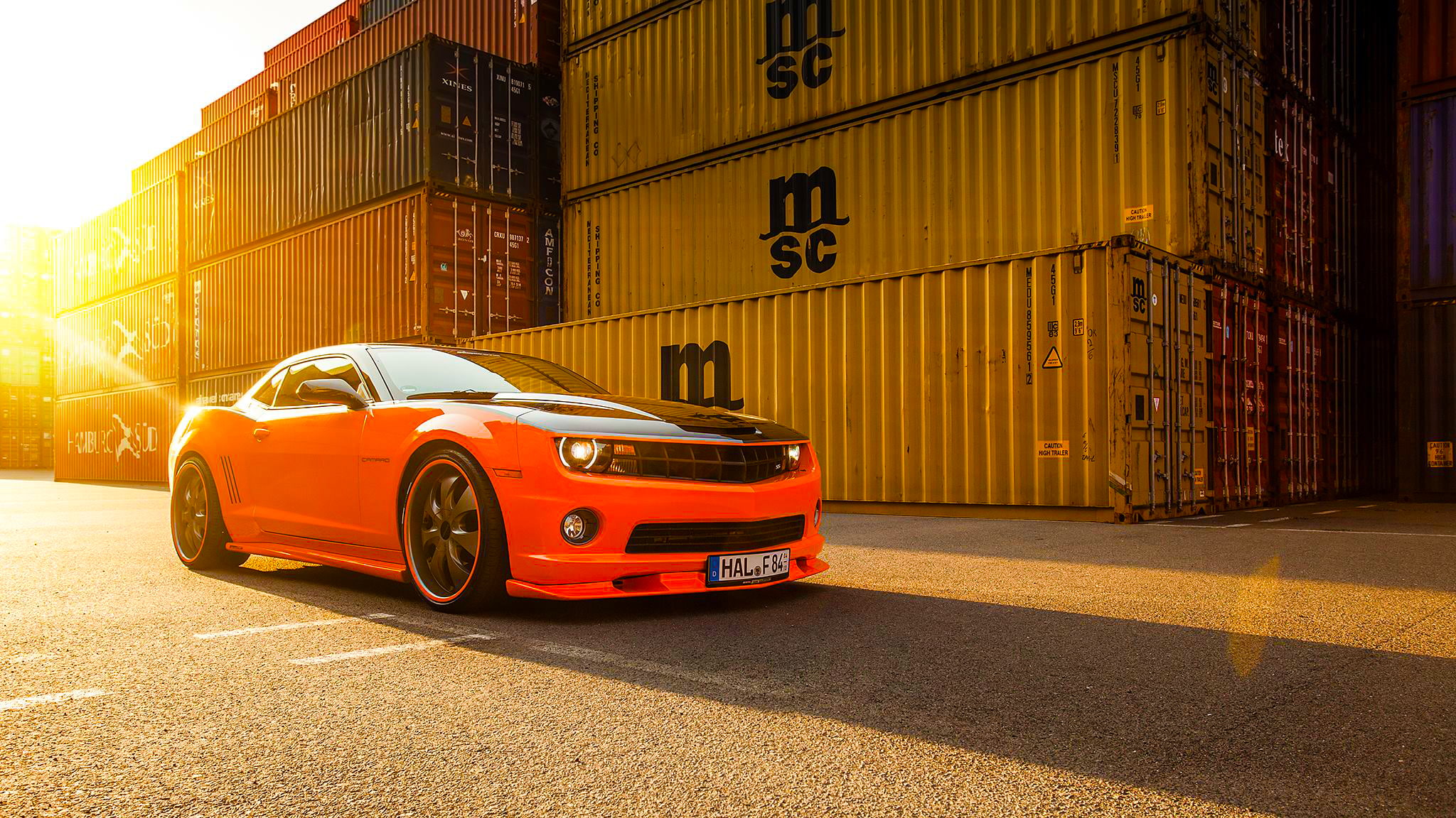 Beam, road, transportation, built structure, vintage car, Muscle, mode of transportation, Wheels, motor vehicle, 1080P, building exterior, Sun, motion, HD Wallpaper
