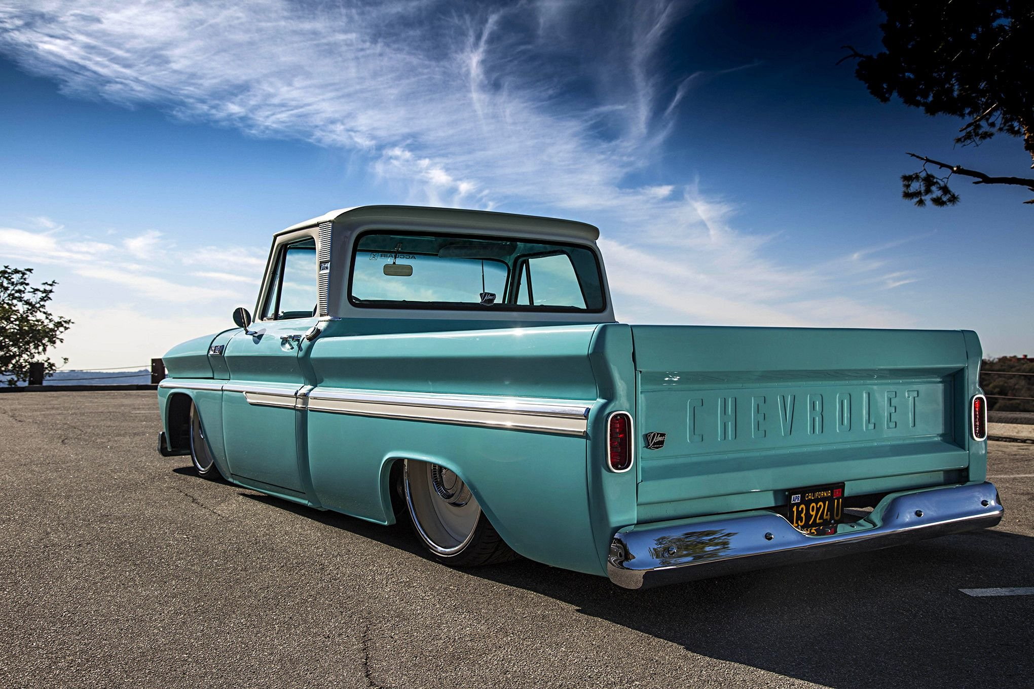 fleetside, kustom, chevrolet, usa, c-10, chevy, 1966, low, custom, 1080P, pickup, HD Wallpaper