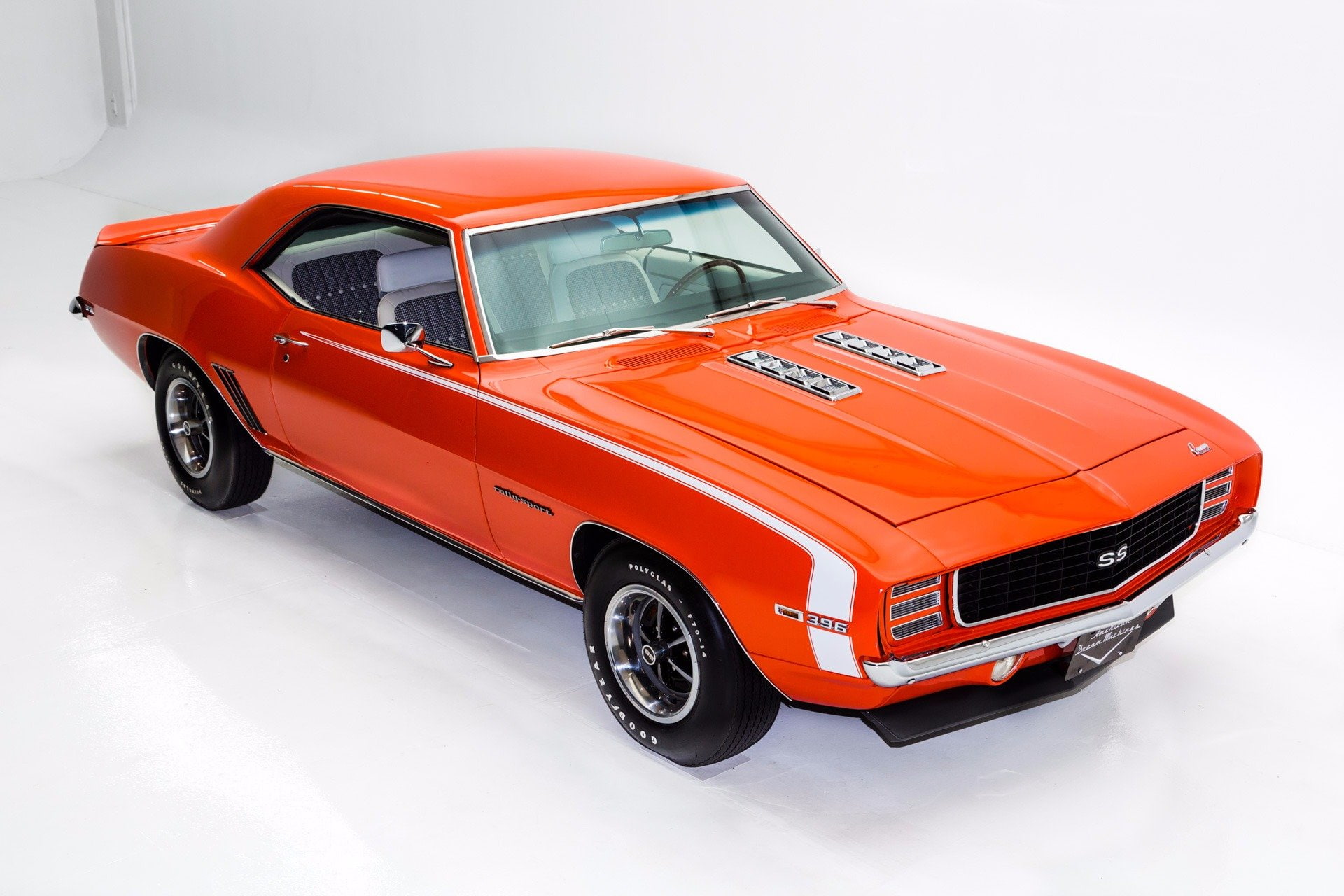 1969, chevrolet, rs-ss, 1080P, cars, convertible, camaro, 396, orange, HD Wallpaper