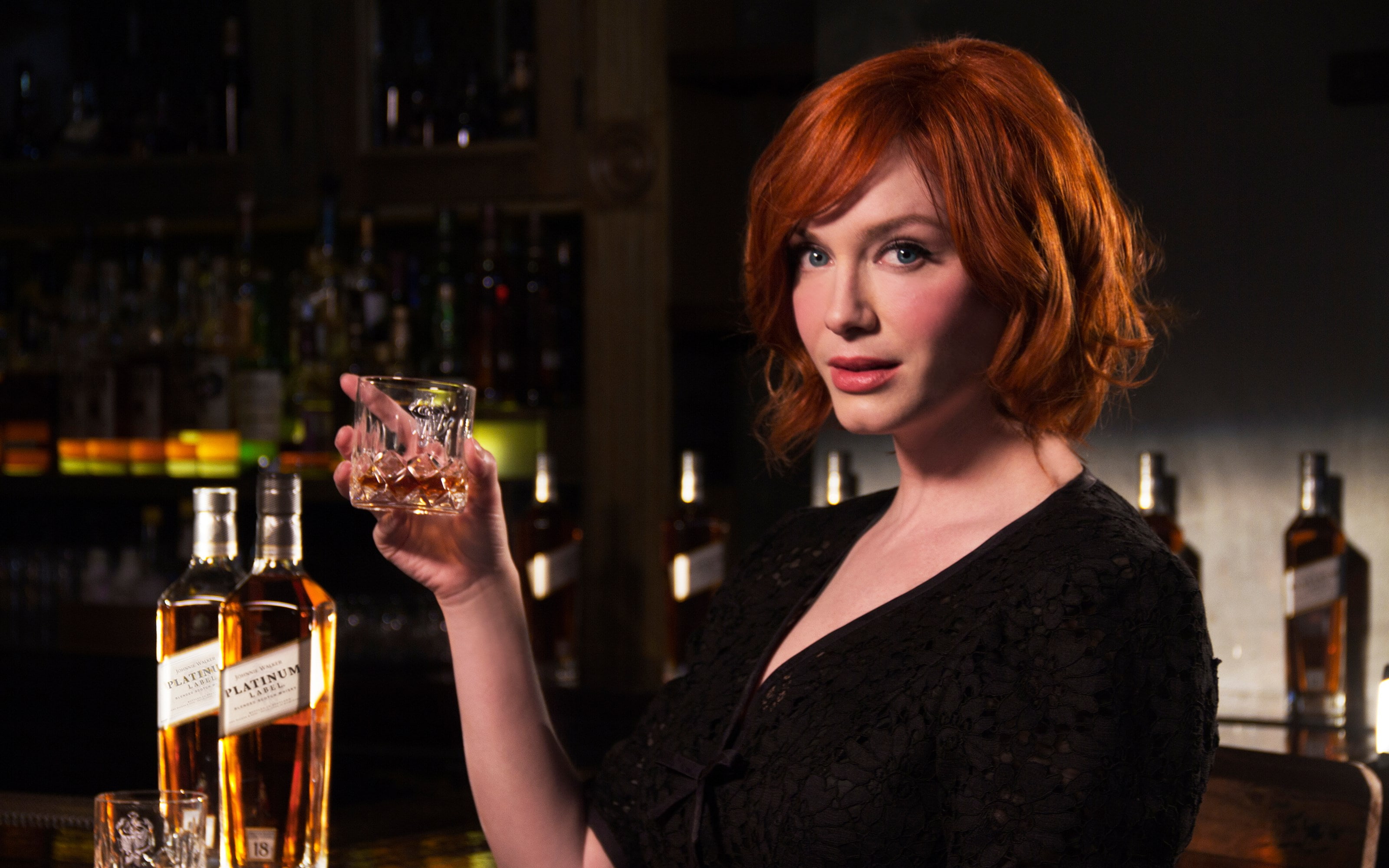 bar - drink establishment, 2K, refreshment, alcohol, drinking, bar counter, happy hour, hairstyle, cocktail, women, indoors, redhead, food and drink, portrait, HD Wallpaper
