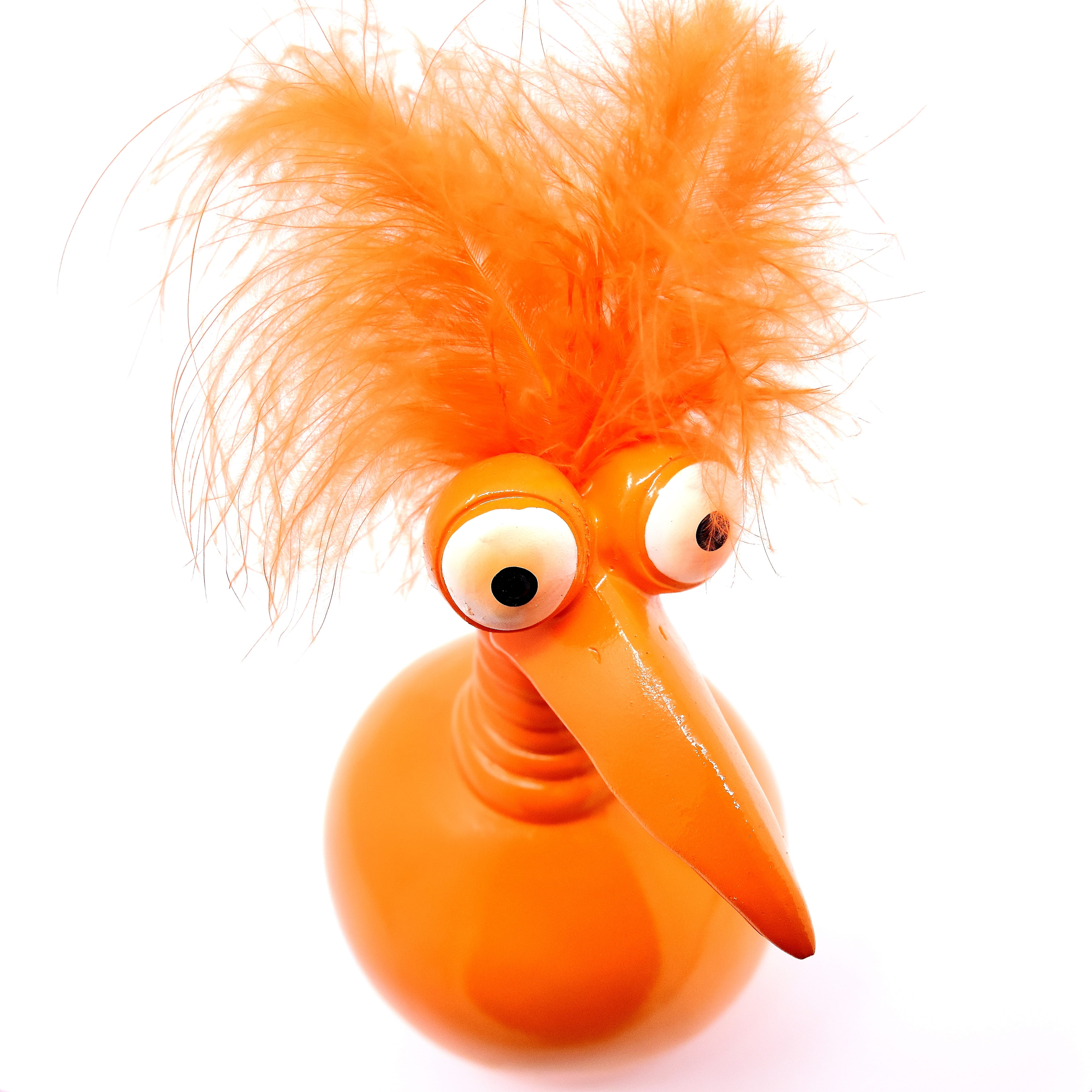indoors, vertebrate, figure, orange, close-up, 4K, still life, decor, human representation, craft, creativity, background, bird, no people, single object, Phone HD Wallpaper