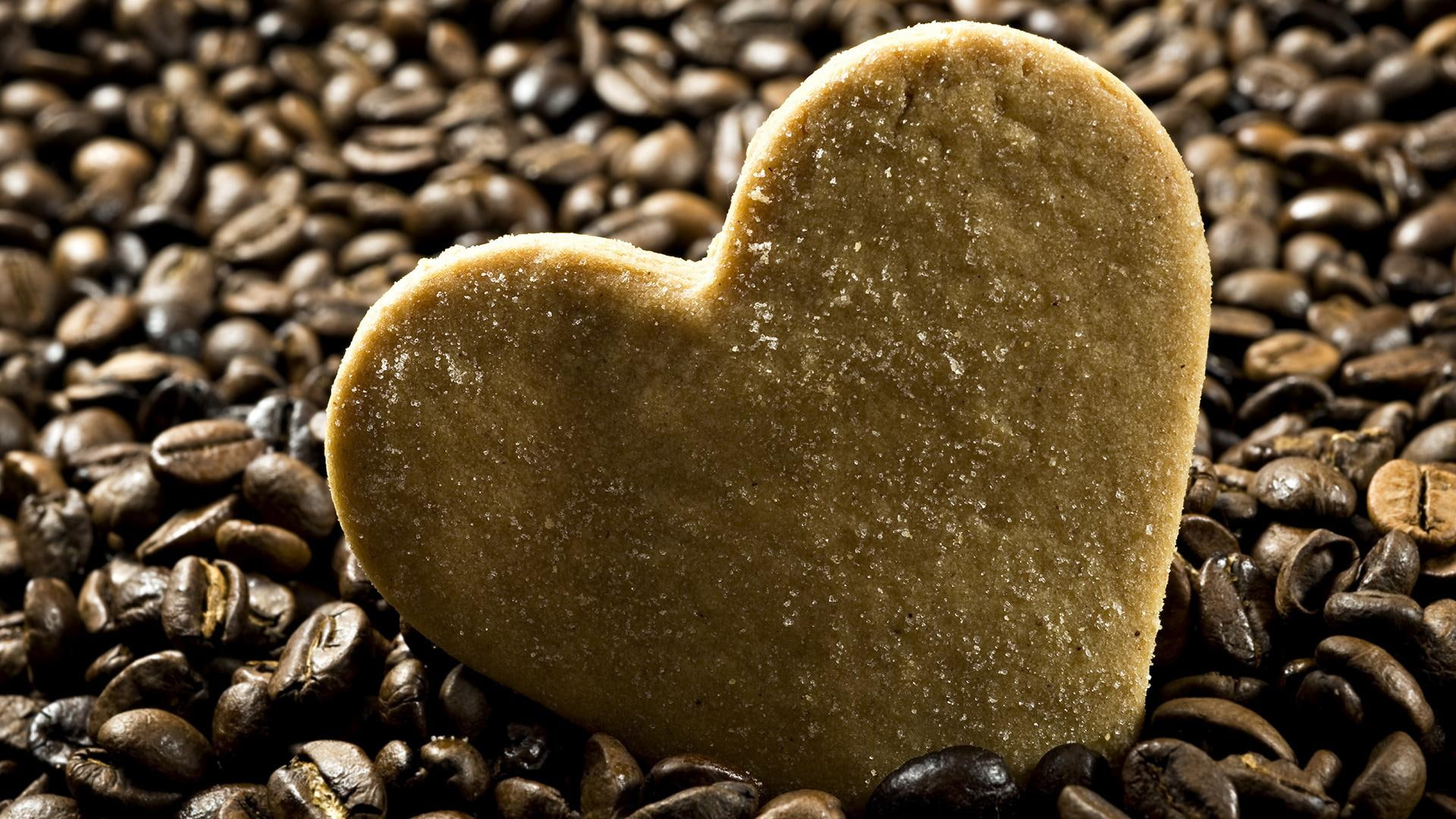 coffee, heart, cereal, hd, gray, 3d and abstract, 1080P, stone, time, pleasure, full, beans, HD Wallpaper