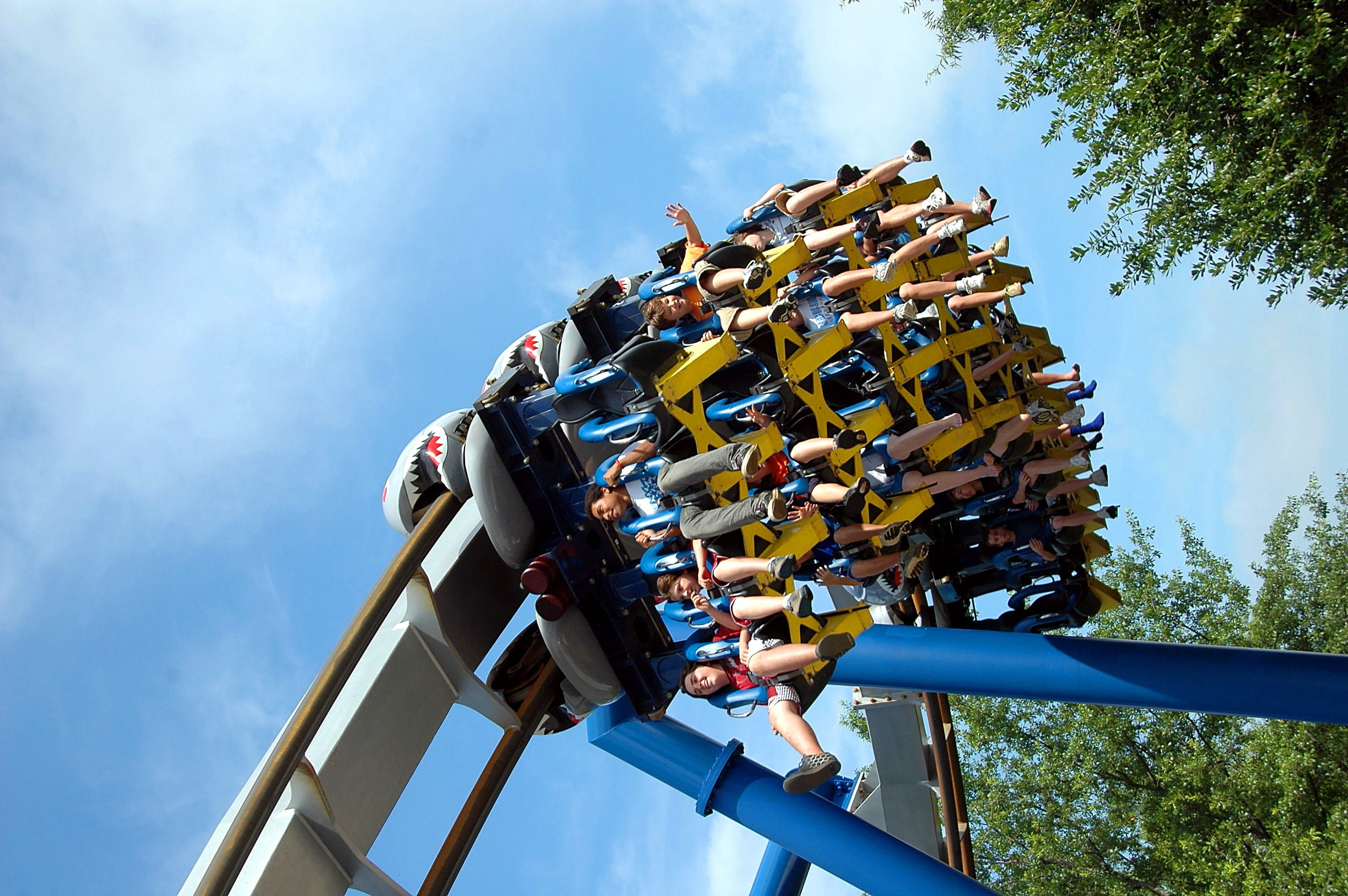 summer, twist, vacation, fun, amusement park ride, entertainment, amusement park, rollercoaster, structure, speed, amusement, day, low angle view, 2K, HD Wallpaper