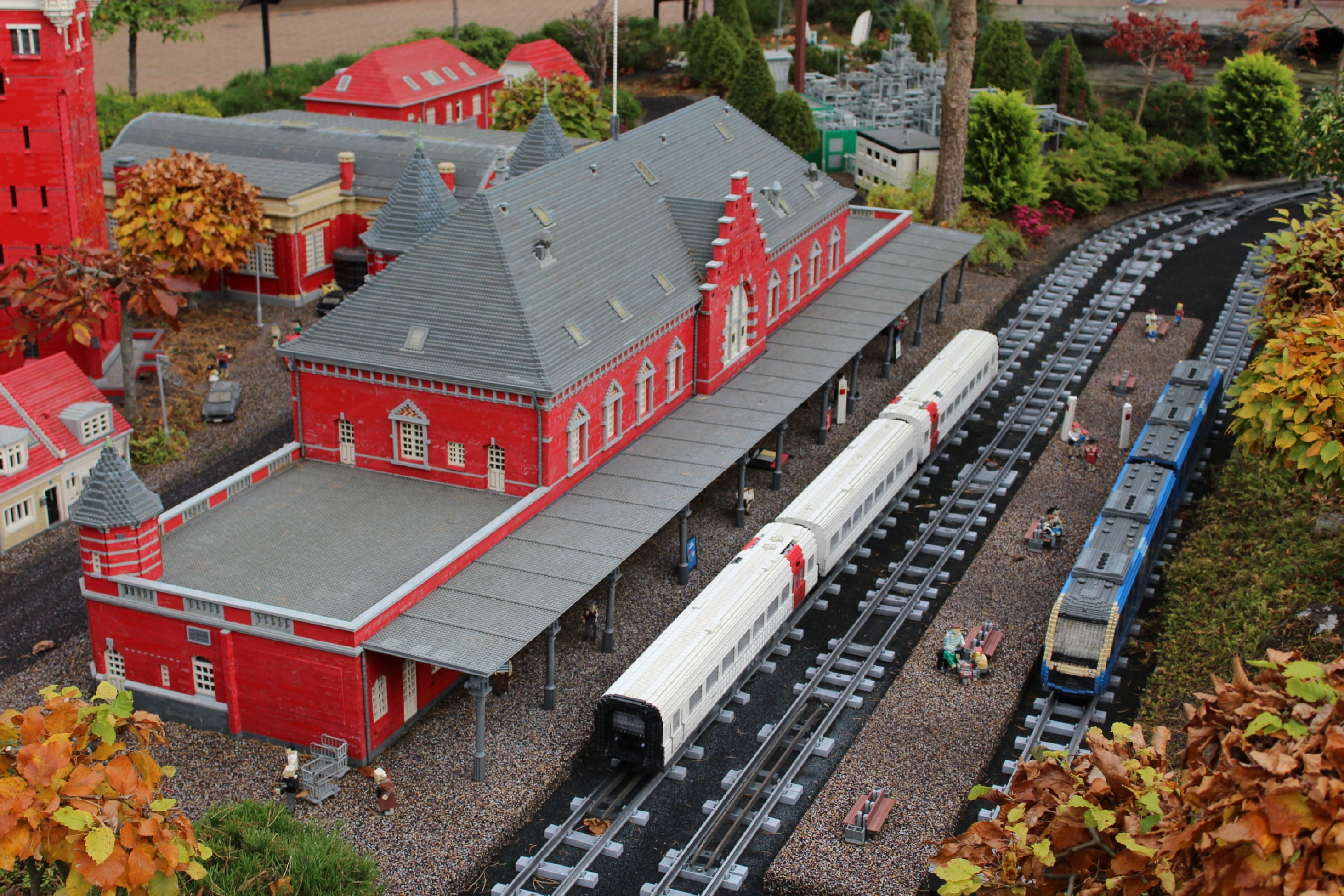plant, building, destination, land vehicle, from lego, joy, railway station, no people, building exterior, model train, outdoors, high angle view, built structure, HD Wallpaper