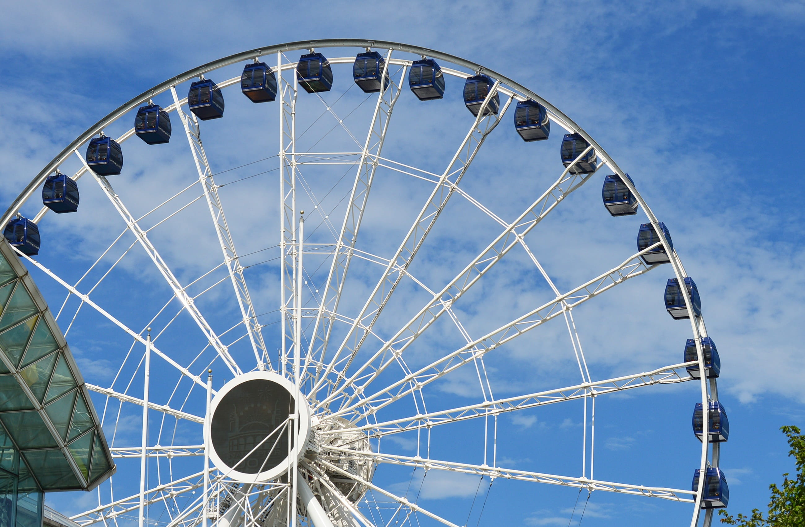 shape, cloud - sky, sky, travel destinations, carnival, spoke, summer, attraction, illinois, built structure, ferris, outdoors, tourism, blue, chicago, HD Wallpaper