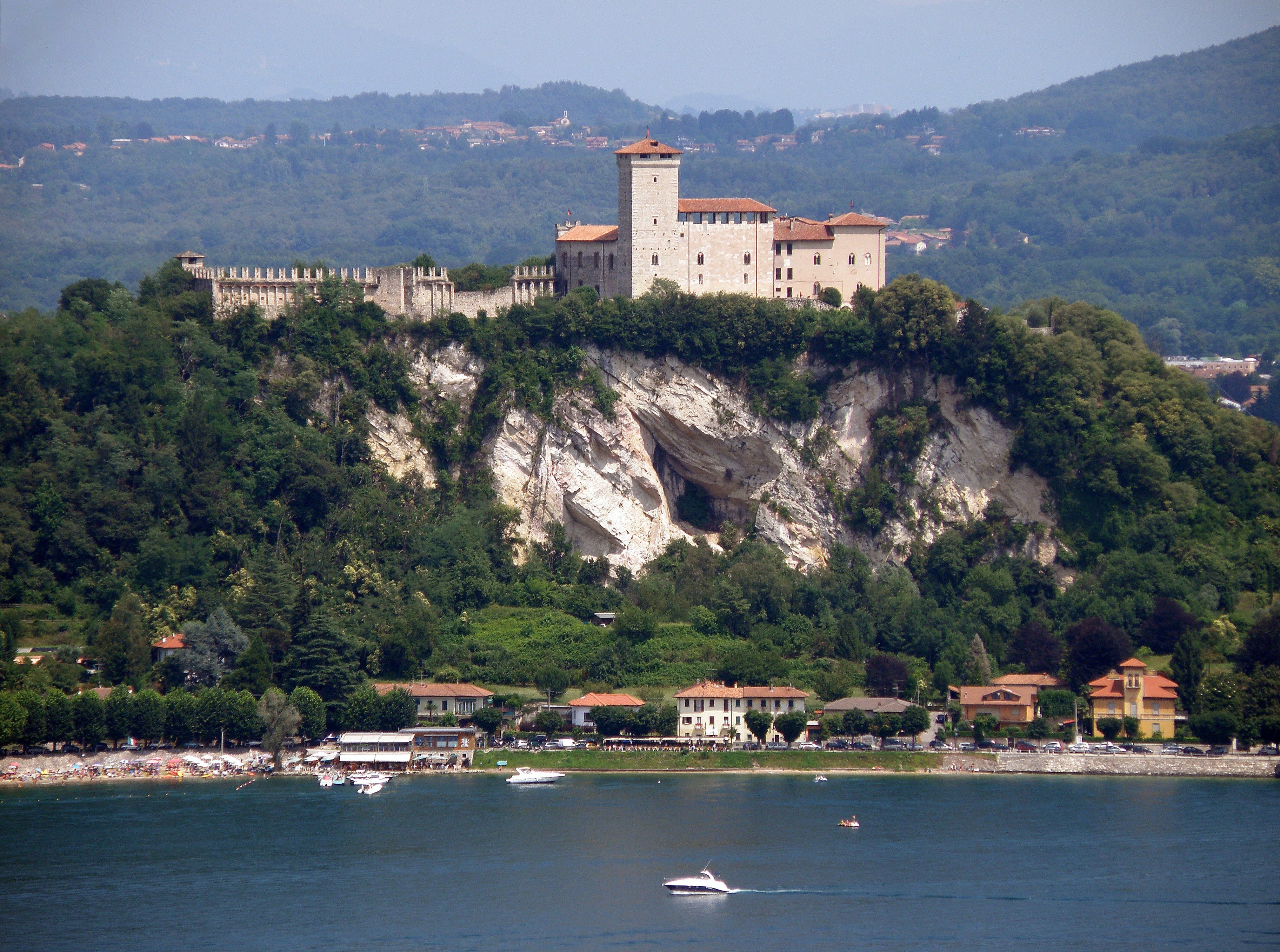 borromeo castle, architecture, angera, panorama, view, travel destinations, no people, waterfront, plant, residential district, townscape, built structure, HD Wallpaper