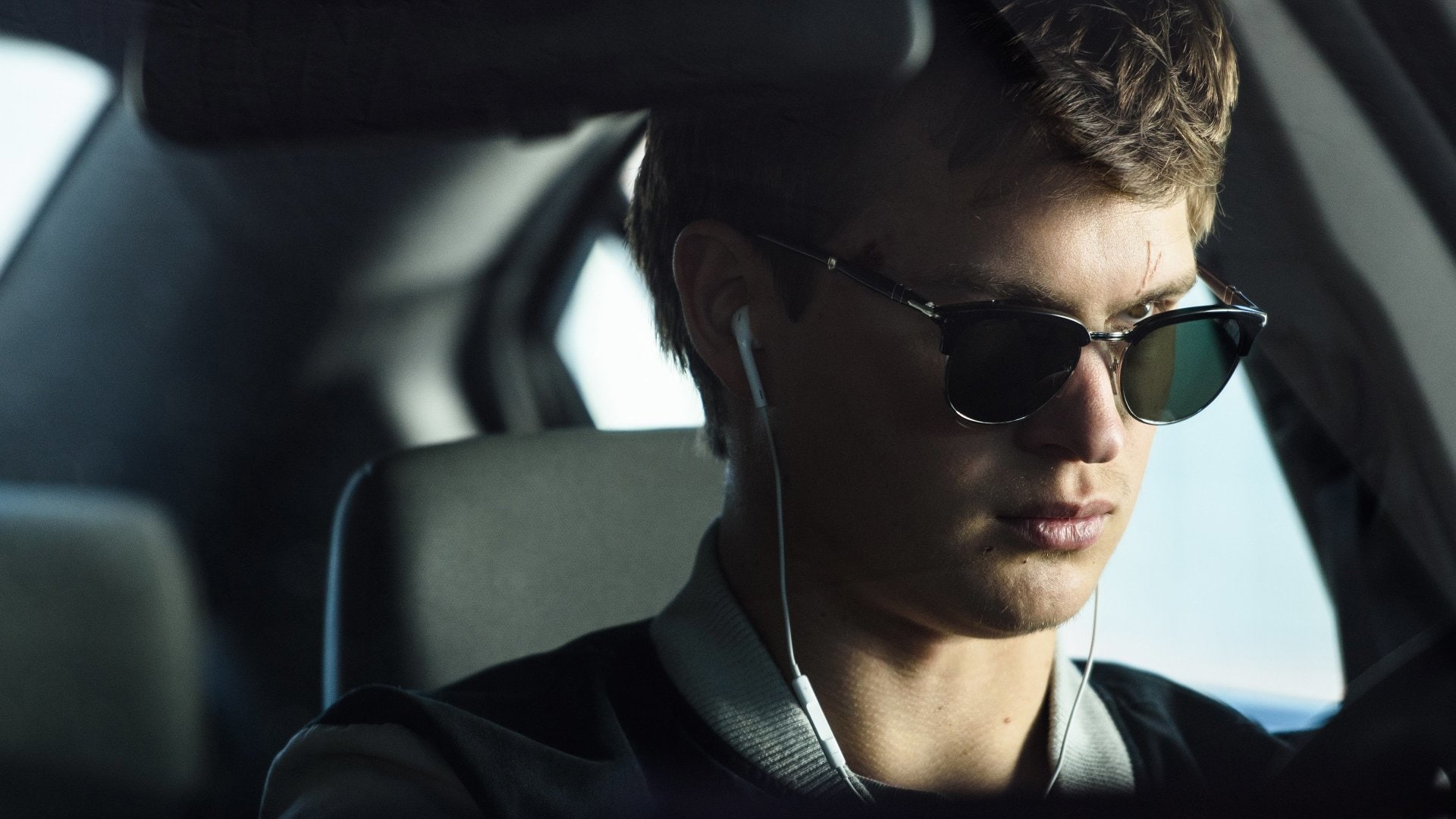 one person, Baby (Baby Driver), adult, car interior, glasses, transportation, portrait, 1080P, fashion, Ansel Elgort, headshot, young men, Sunglasses, HD Wallpaper