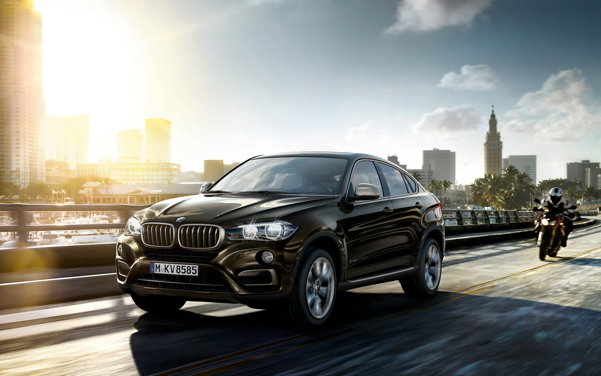bmw, x, highway, car, bmw x6, 1080P, 2016, black, city, black car, HD Wallpaper