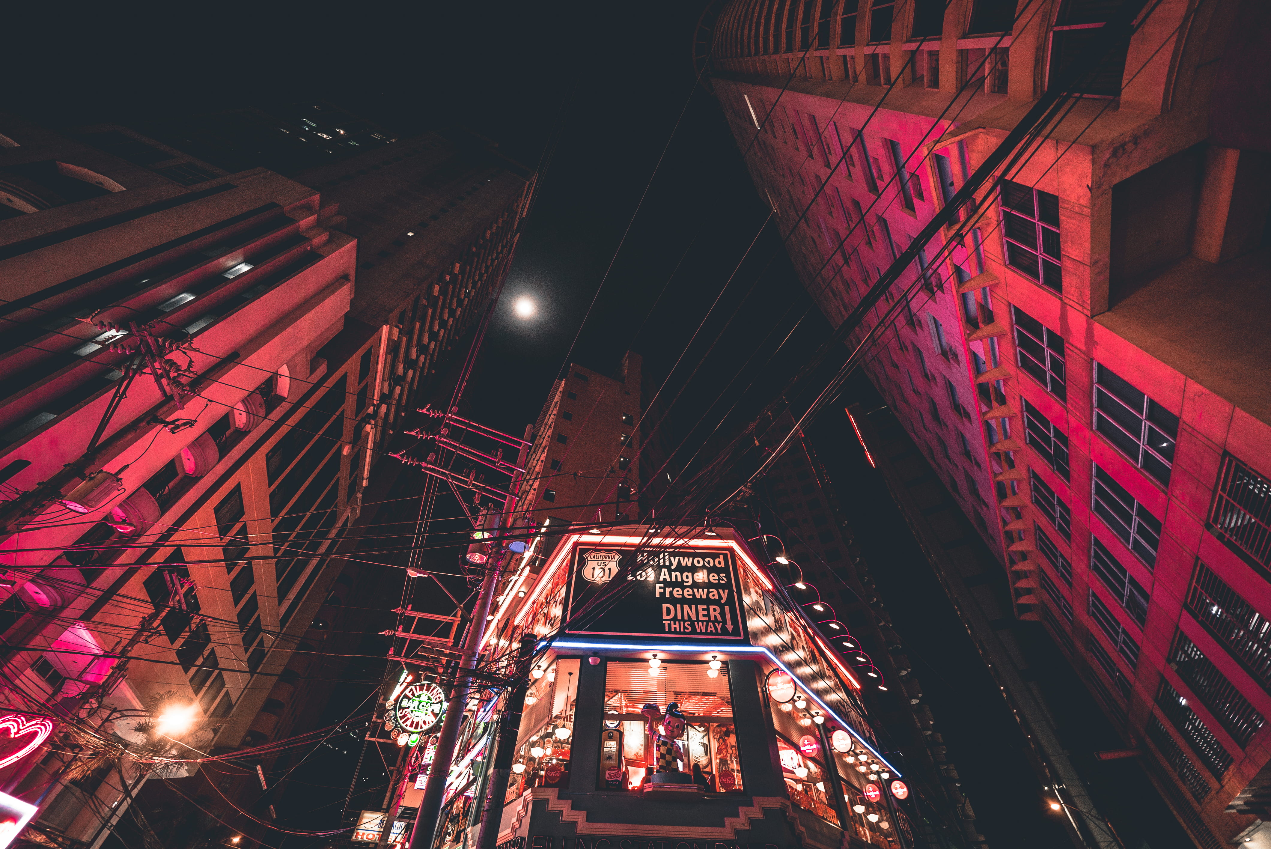 philippine, alpha, wires, lights, windows, a7sii, s, sony, transportation, light, architecture, store, low light, illuminated, diner, concrete, photography, HD Wallpaper
