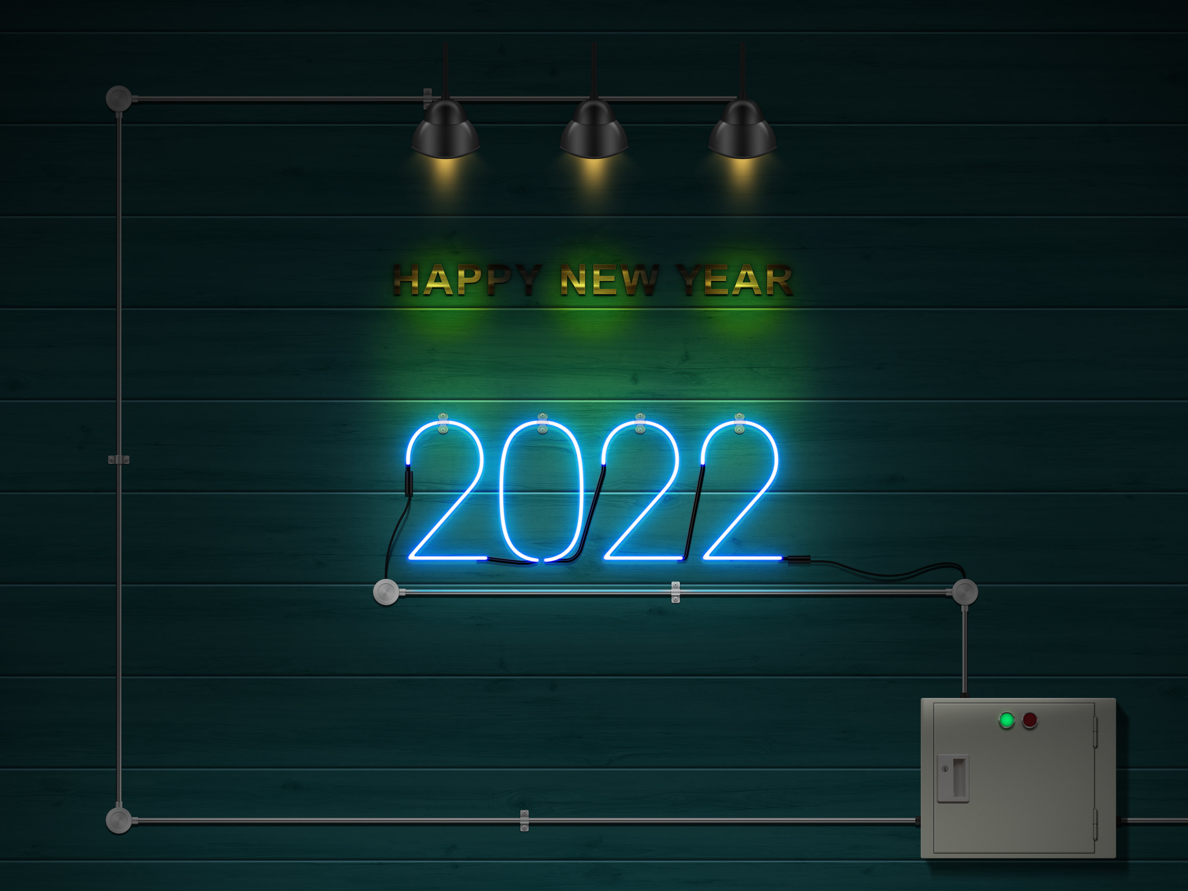 2022, 4K, New Year, neon sign, Happy New Year, HD Wallpaper