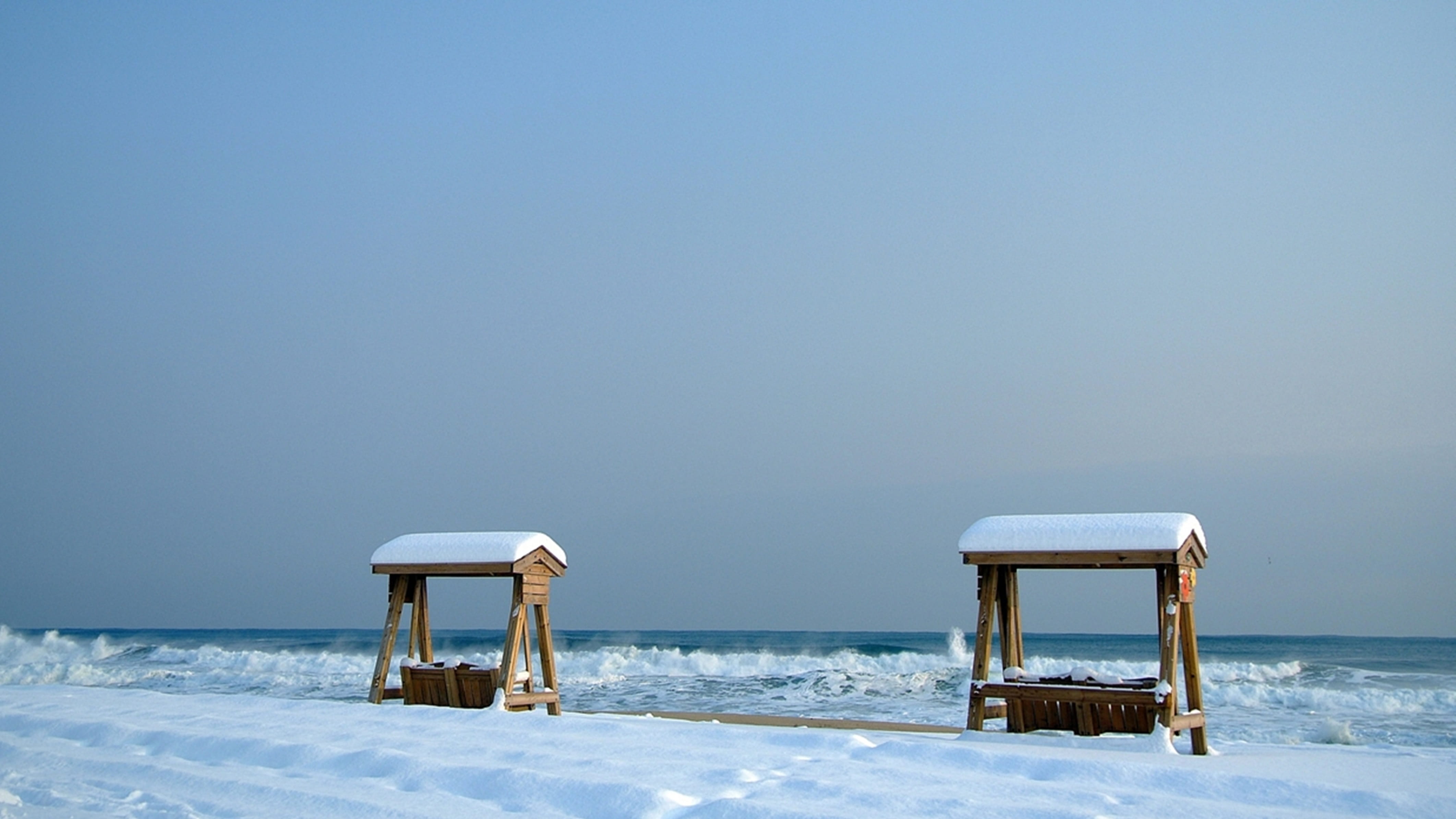tranquility, horizon over water, nature, korea, landscape, no people, clear sky, gangneung, winter, day, this type, outdoors, gyeongpo, tranquil scene, HD Wallpaper