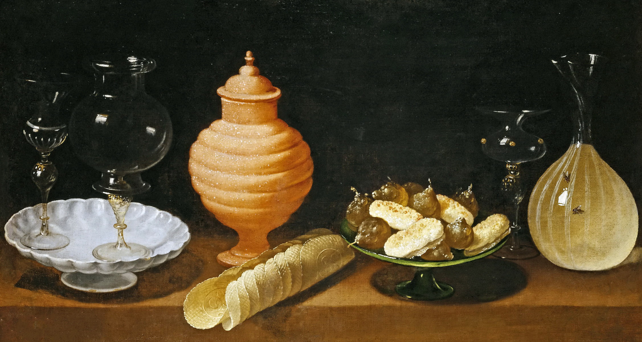 Juan van der Amen and Leon, Still life with Cakes and Glassware, 1080P, picture, HD Wallpaper