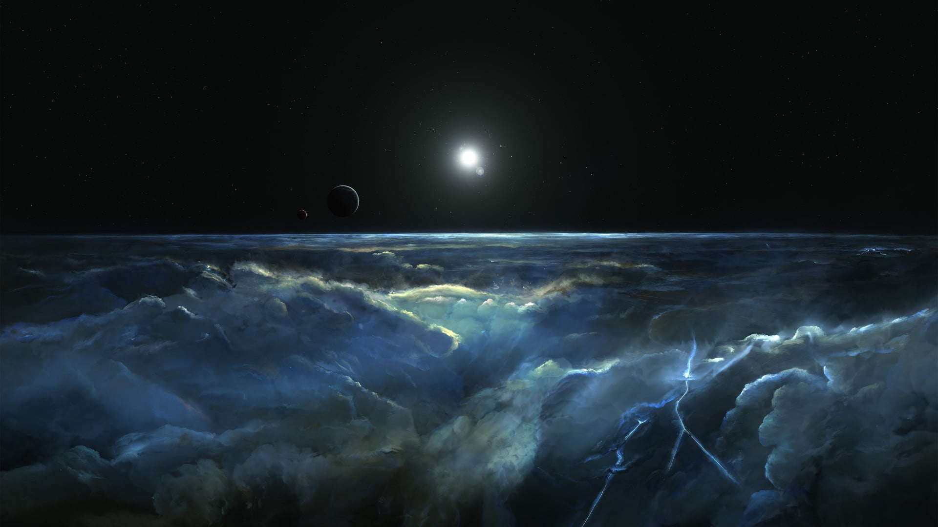 outdoors, astronomy, space, nature, sky, night, cloud - sky, no people, planet - space, moon, loud, motion, black, scenics - nature, clouds, planet earth, HD Wallpaper
