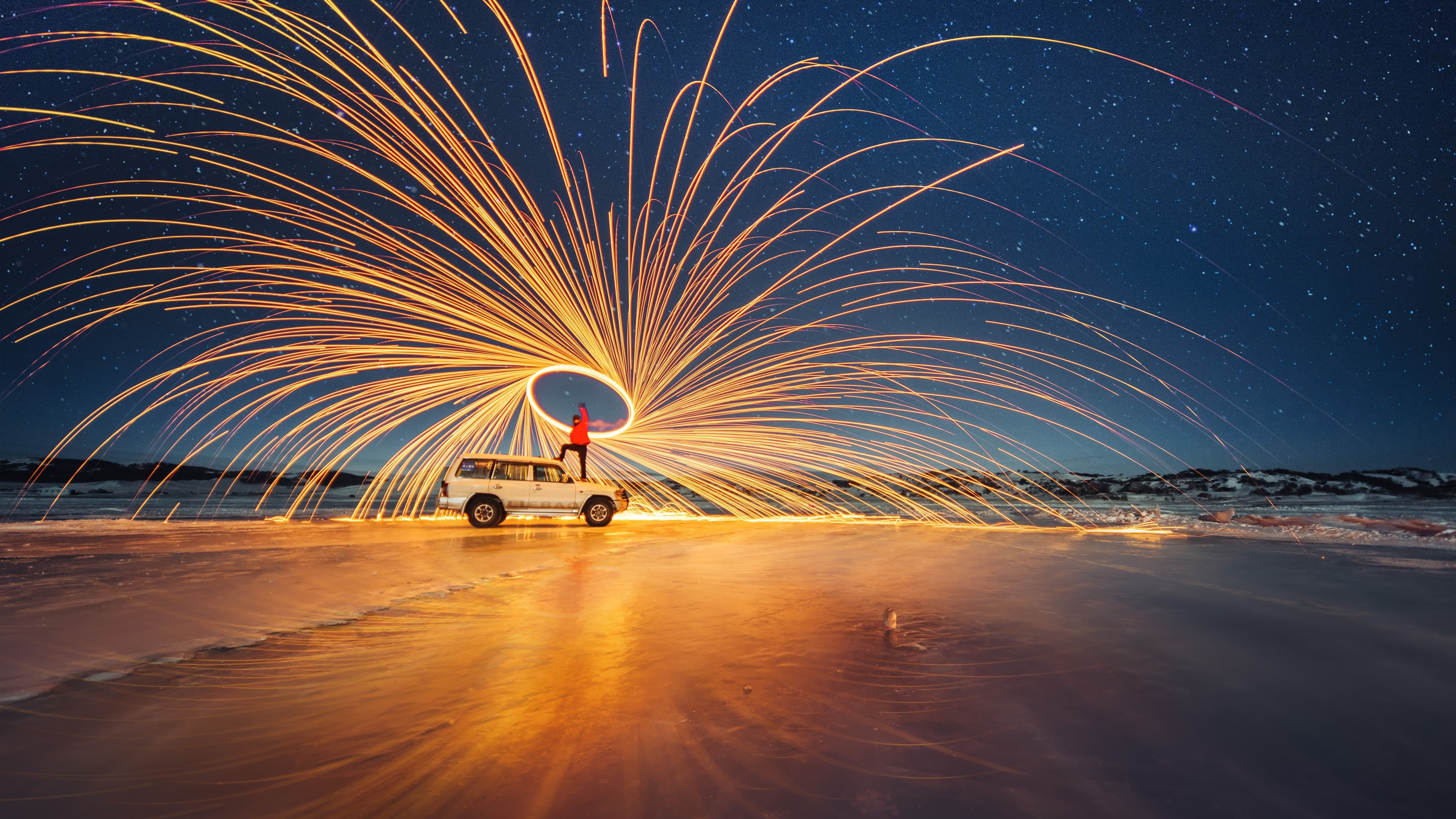 light show, light, 5K, evening, night, fireworks, HD Wallpaper