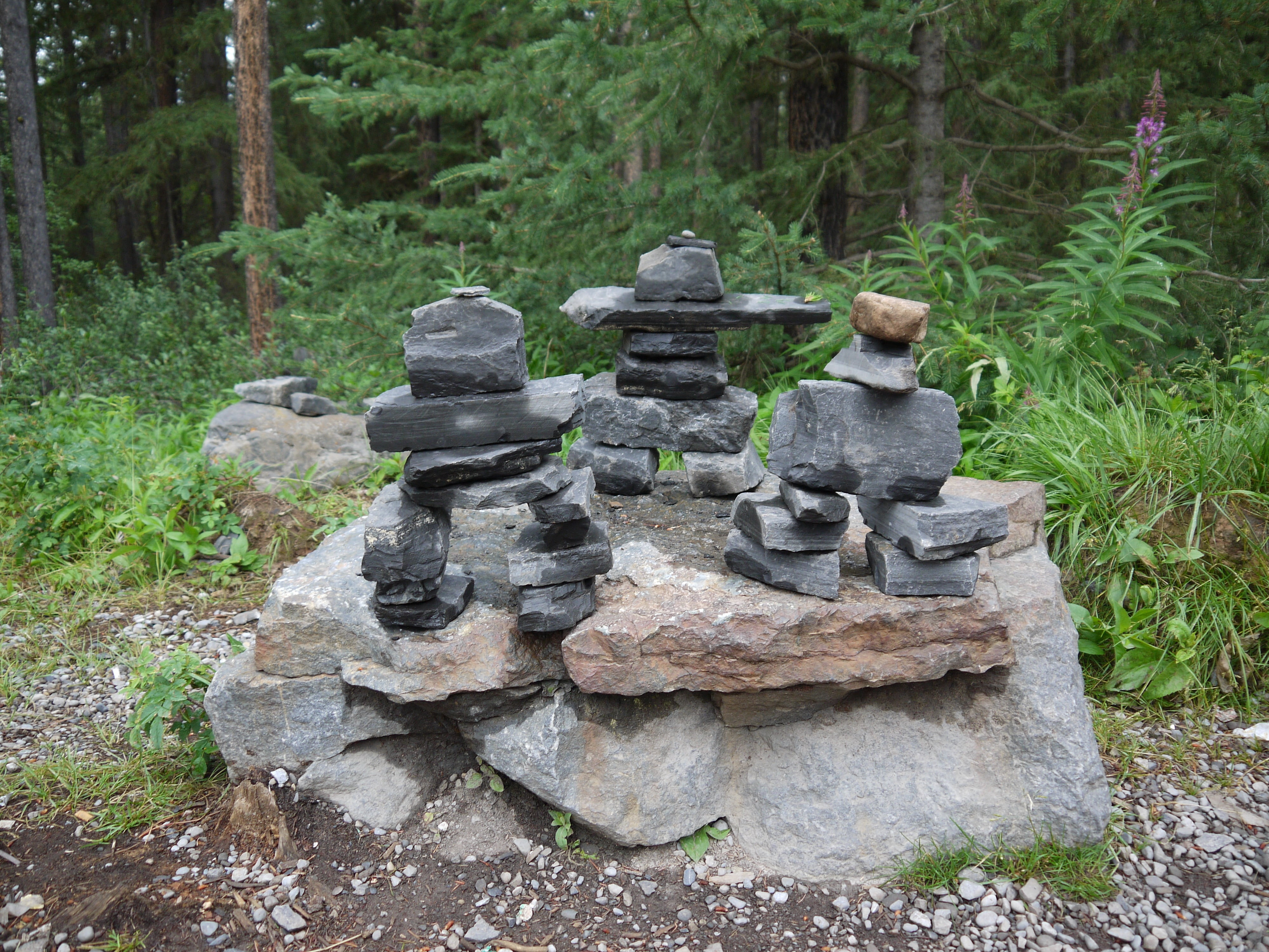 native american, inukshuk, rock, inuit, day, stone - object, tranquility, land, nature, forest, one person, symbols, plant, directory, canada, characters, HD Wallpaper