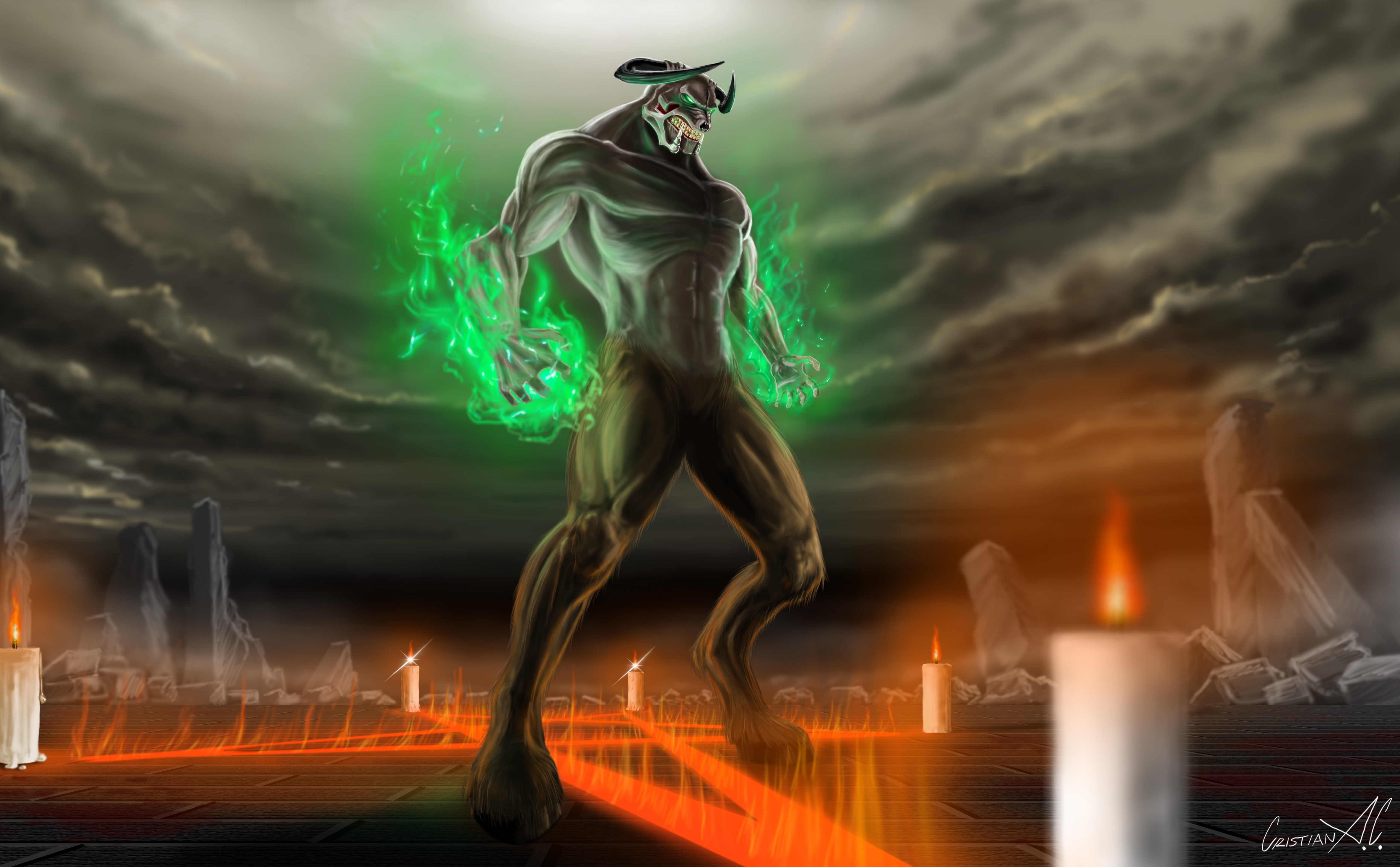 doom, cloud - sky, human representation, no people, art and craft, illustration, glowing, flame, Other Games, illuminated, Hell Knight, motion, fire, burning, HD Wallpaper