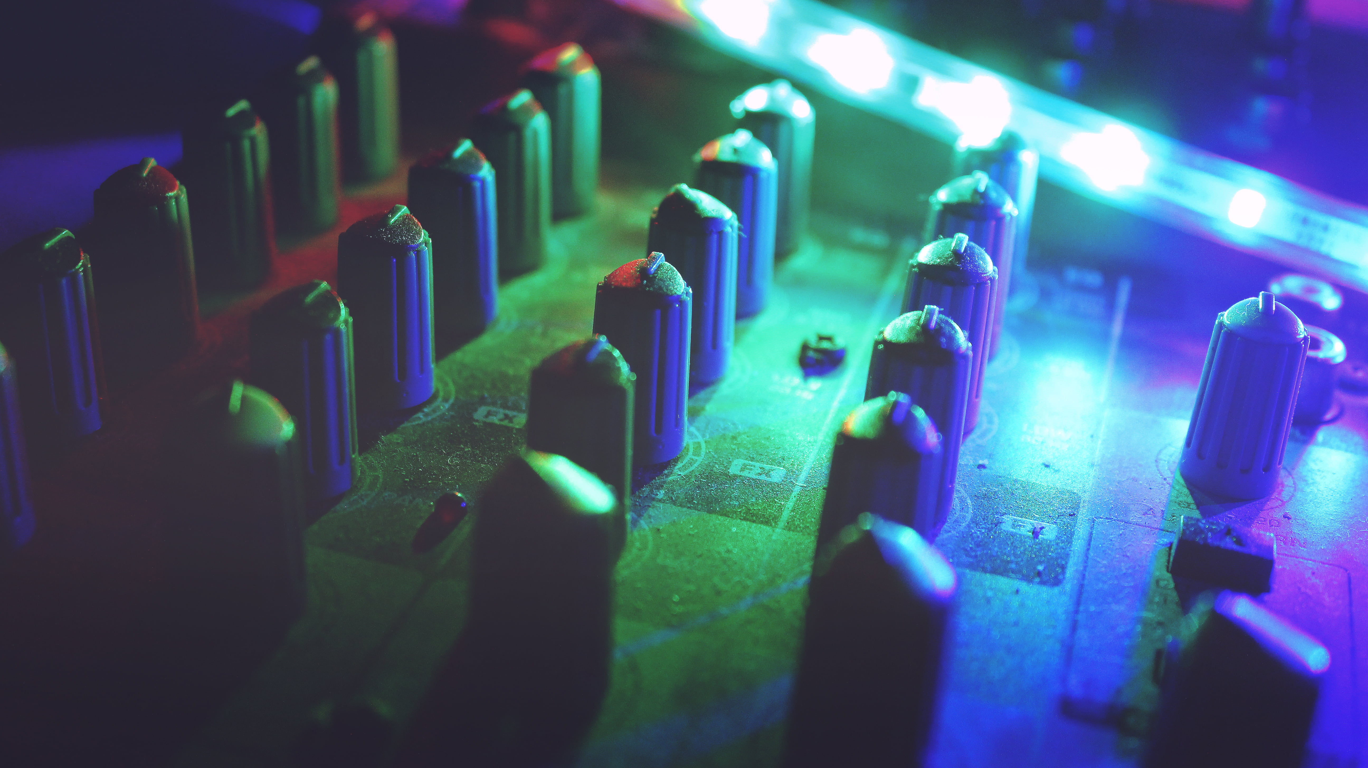 close-up, club dj, equalizer, illuminated, 5K, arts culture and entertainment, party - social event, light, electronics industry, blue, black, nightlife, HD Wallpaper
