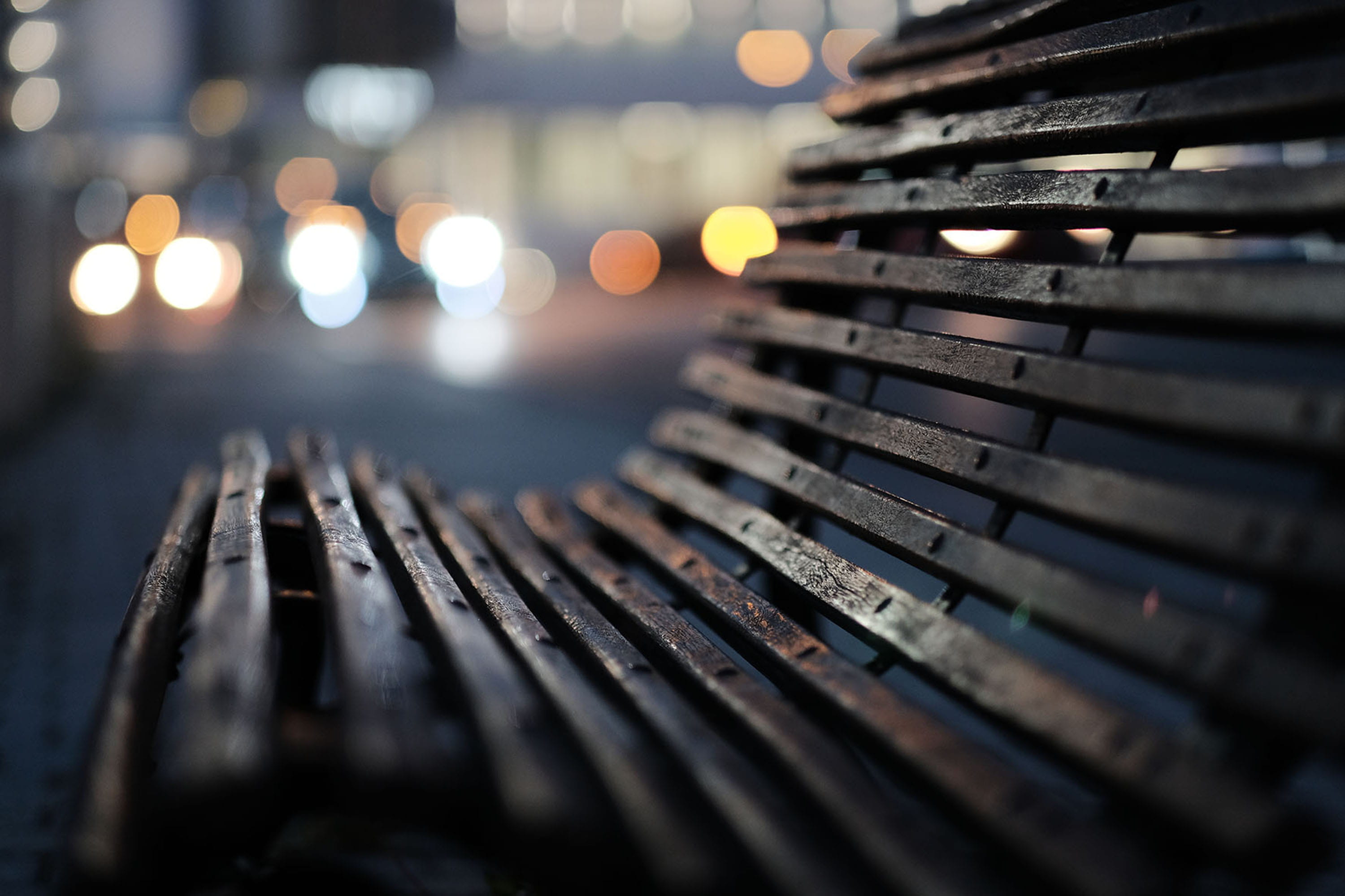 equipment, bench, heat - temperature, wooden, technology, brown, bokeh, dof, control, light, night, city, audio equipment, close-up, metal, fuel and power generation, HD Wallpaper