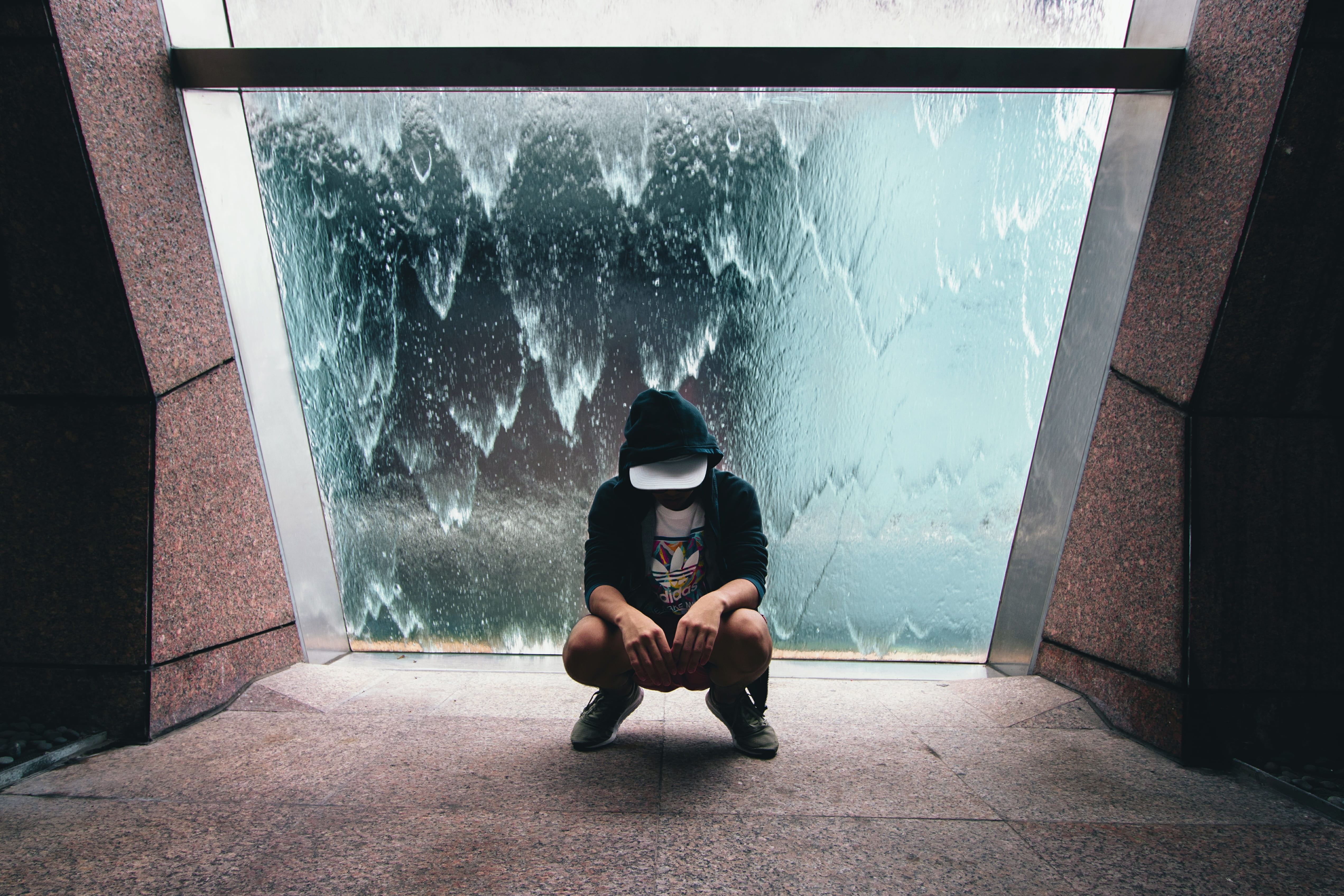 adida, cap, wet, wall, aquarium, real people, nature, fitted, person, adult, indoors, window, concrete, young adult, social issues, rain, photo, hype, portrait, HD Wallpaper