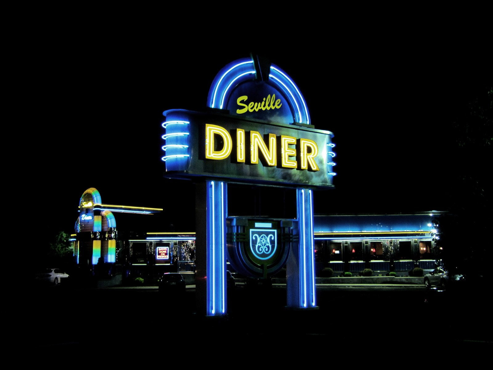 cities, office, road, casino, vacancy, restaurant, street, bar, motel, neon, lights, hotel, 720P, market, food, color, night, HD Wallpaper