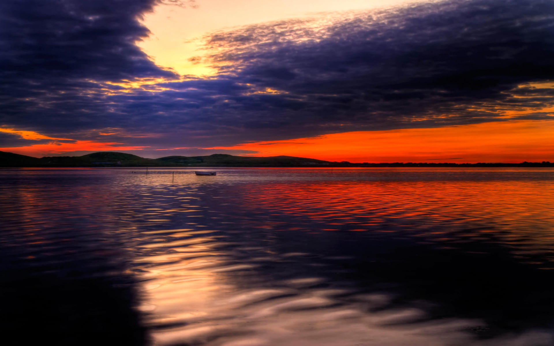 land, orange, cloudscape, silhouette, red, nature, dusk, sunlight, tranquil Scene, idyllic, decline, summer, sunset, no People, beauty In Nature, sea, morning, HD Wallpaper