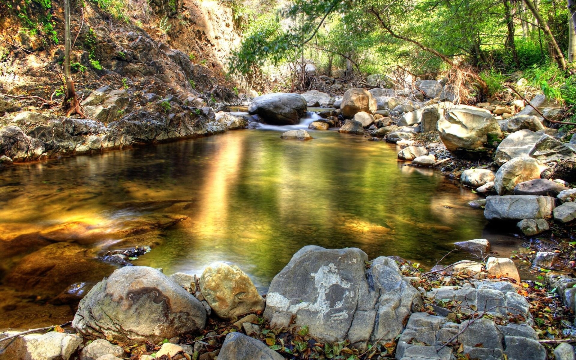 park - Man Made Space, scenics, water, no People, mountain, springtime, freshness, woodland, idyllic, stones, stream, environment, tree, nature, blurred Motion, HD Wallpaper