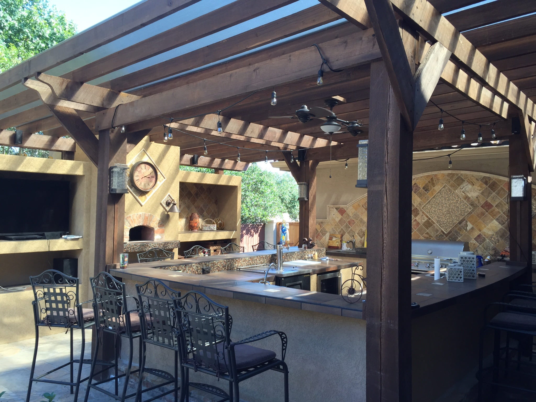 chair, design, brown, deck, kitchen, outdoor kitchen, bar counter, tile, food and drink, exterior, setting, outdoor, indoors, restaurant, wooden, gray, HD Wallpaper