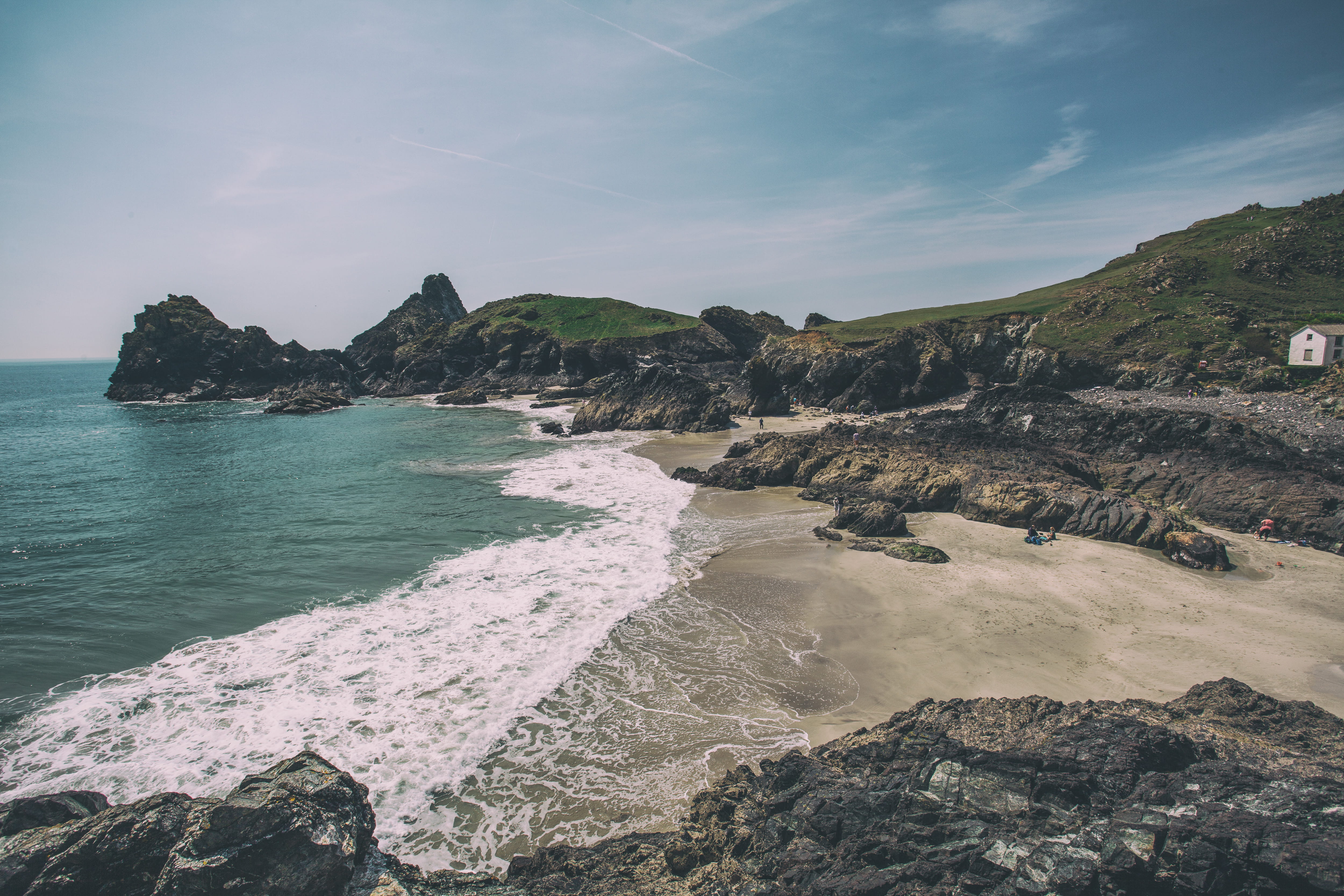 beach, England, coastline, sea, Image, d, wave, Lizard peninsula, scenics - nature, kynance, Kynance Cove, rock formation, tranquil scene, summer, Canon 5D, HD Wallpaper