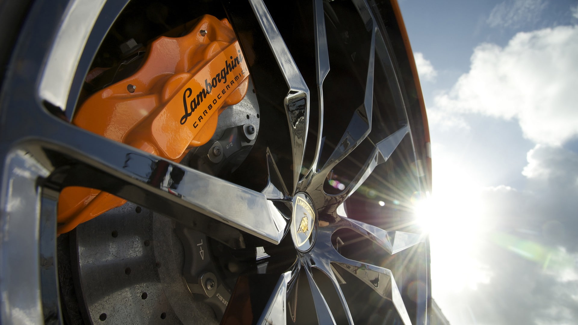 wheels, sunlight, car, Lamborghini Aventador, 1080P, Lamborghini, sky, HD Wallpaper