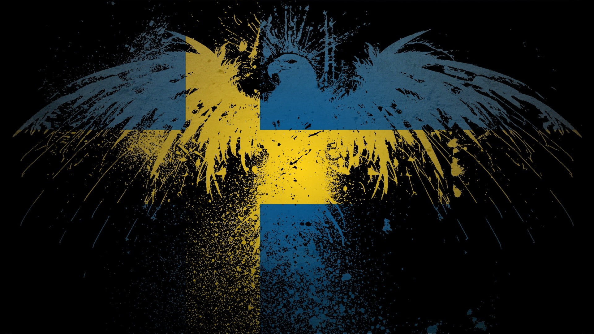 grunge, Sweden, digital art, flag, 1080P, HD Wallpaper