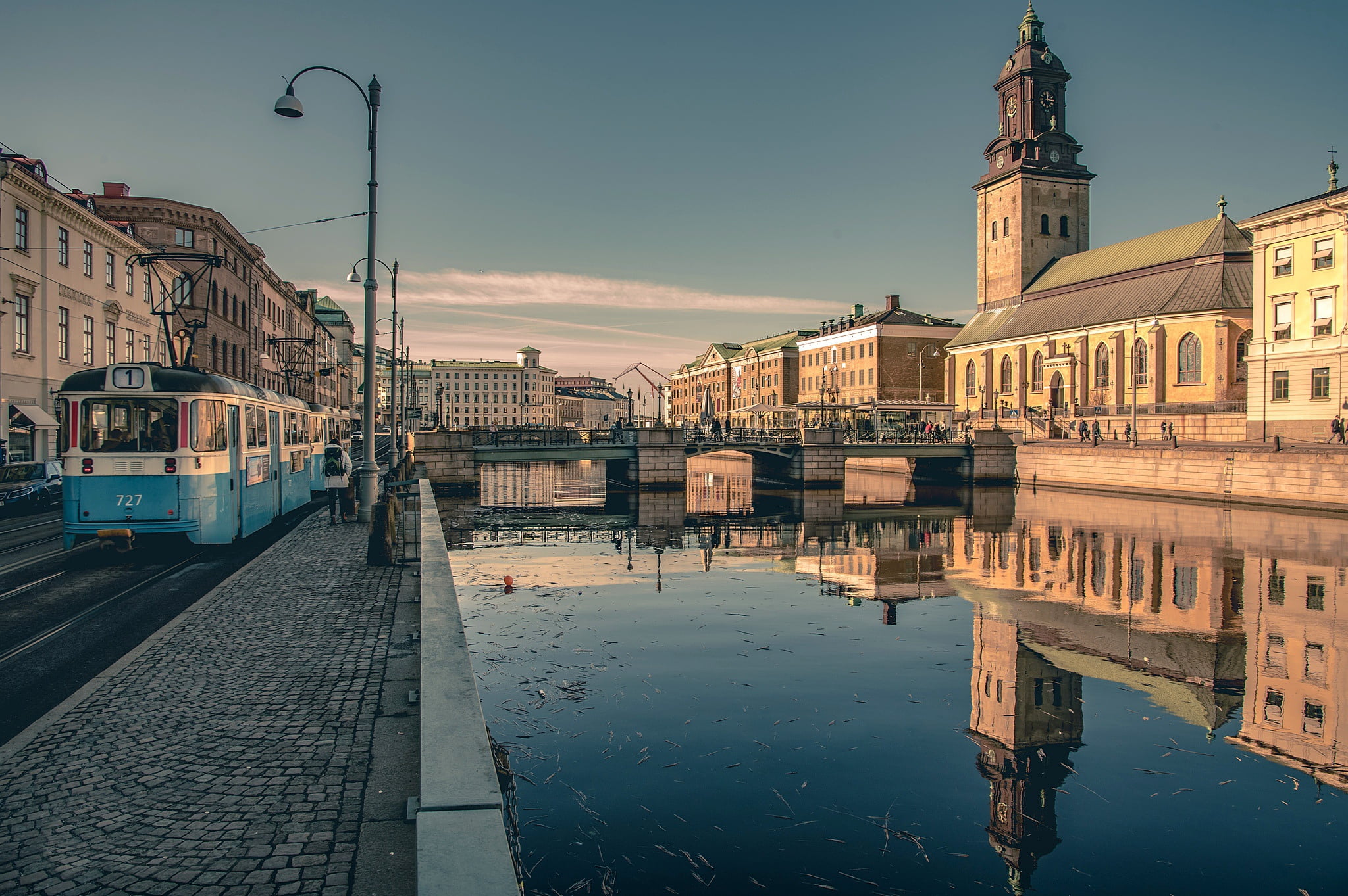 1080P, promenade, Sweden, Gothenburg, trams, HD Wallpaper