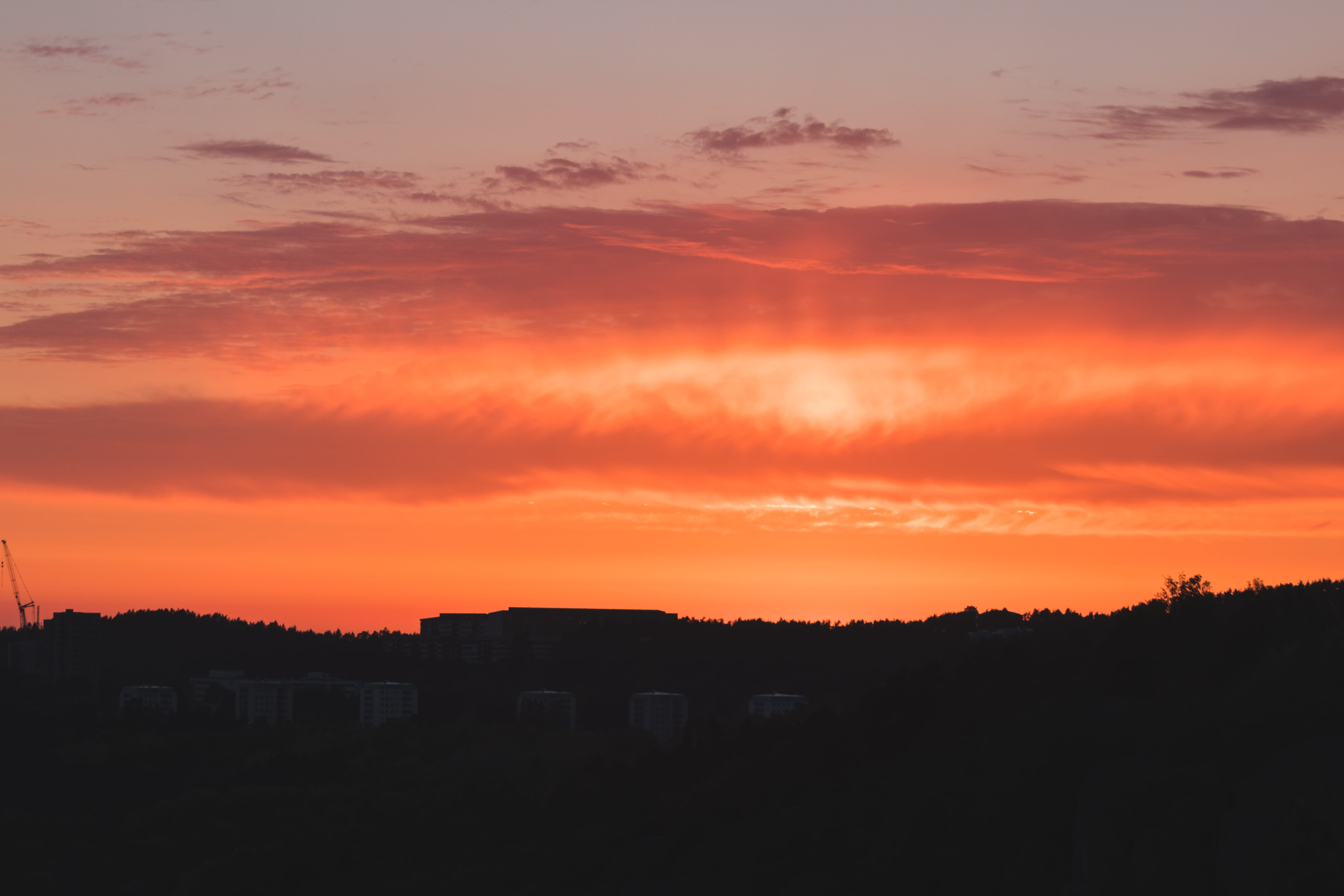 silhouette, no people, landscape, tranquil scene, gothenburg, beauty in nature, sweden, unedited, nature, cloud - sky, outdoors, tree, 5K, environment, HD Wallpaper