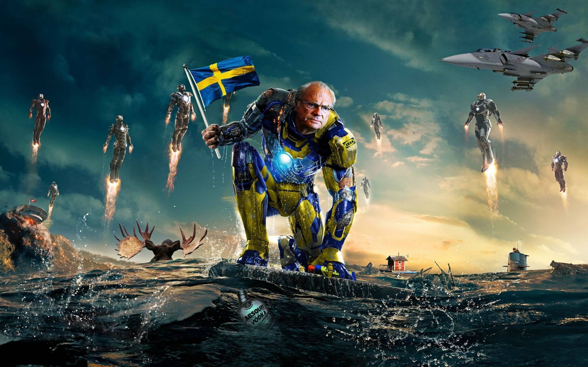 kronkalle, man, water, full length, sport, helmet, iron, sky, cloud - sky, real people, one person, lifestyles, nature, men, motion, Swedish, 1080P, meme, HD Wallpaper