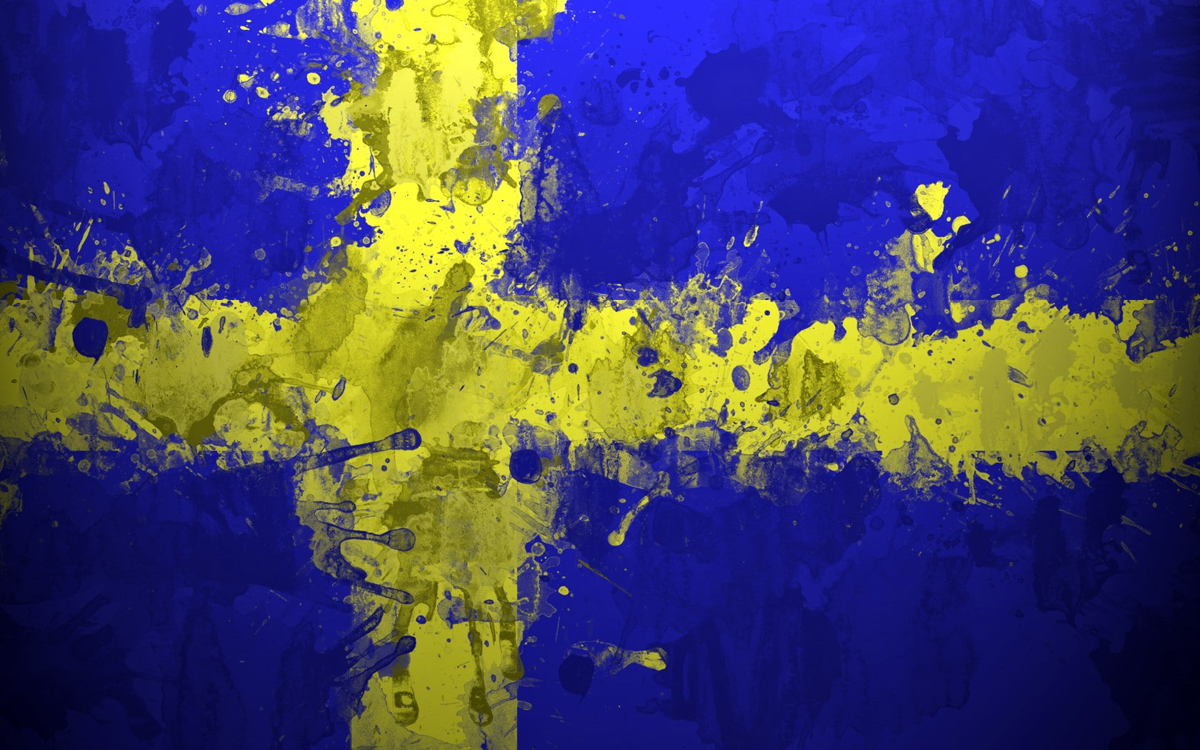 flag, artwork, Sweden, cross, blue, 720P, painting, yellow, HD Wallpaper