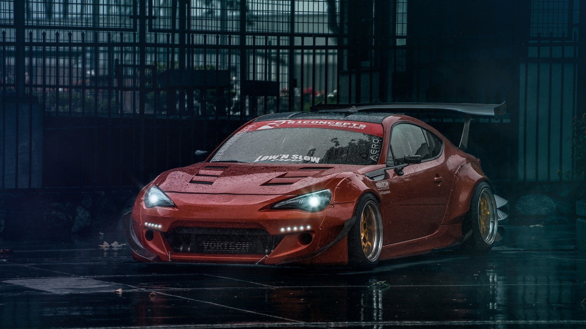 car toyota tuning scion fr s subaru brz stance red cars, 1080P, HD Wallpaper