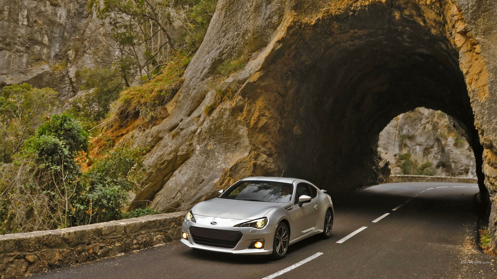 car, 1080P, Subaru, vehicle, front angle view, Toyobaru, road, silver cars, Subaru BRZ, HD Wallpaper