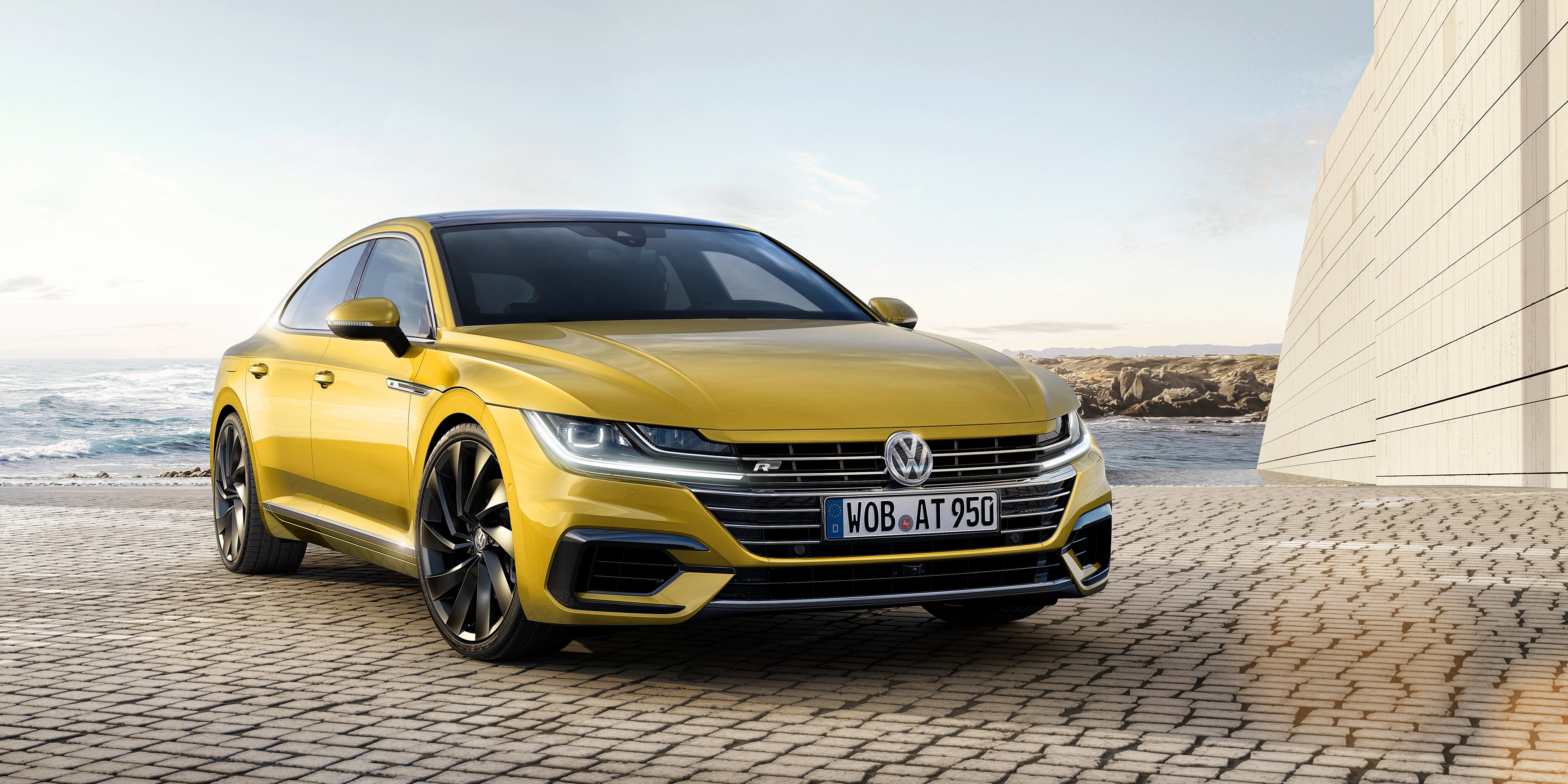 Volkswagen Arteon R-Line, volkswagen, cc, 4K, 2017, yellow, 4K, HD Wallpaper