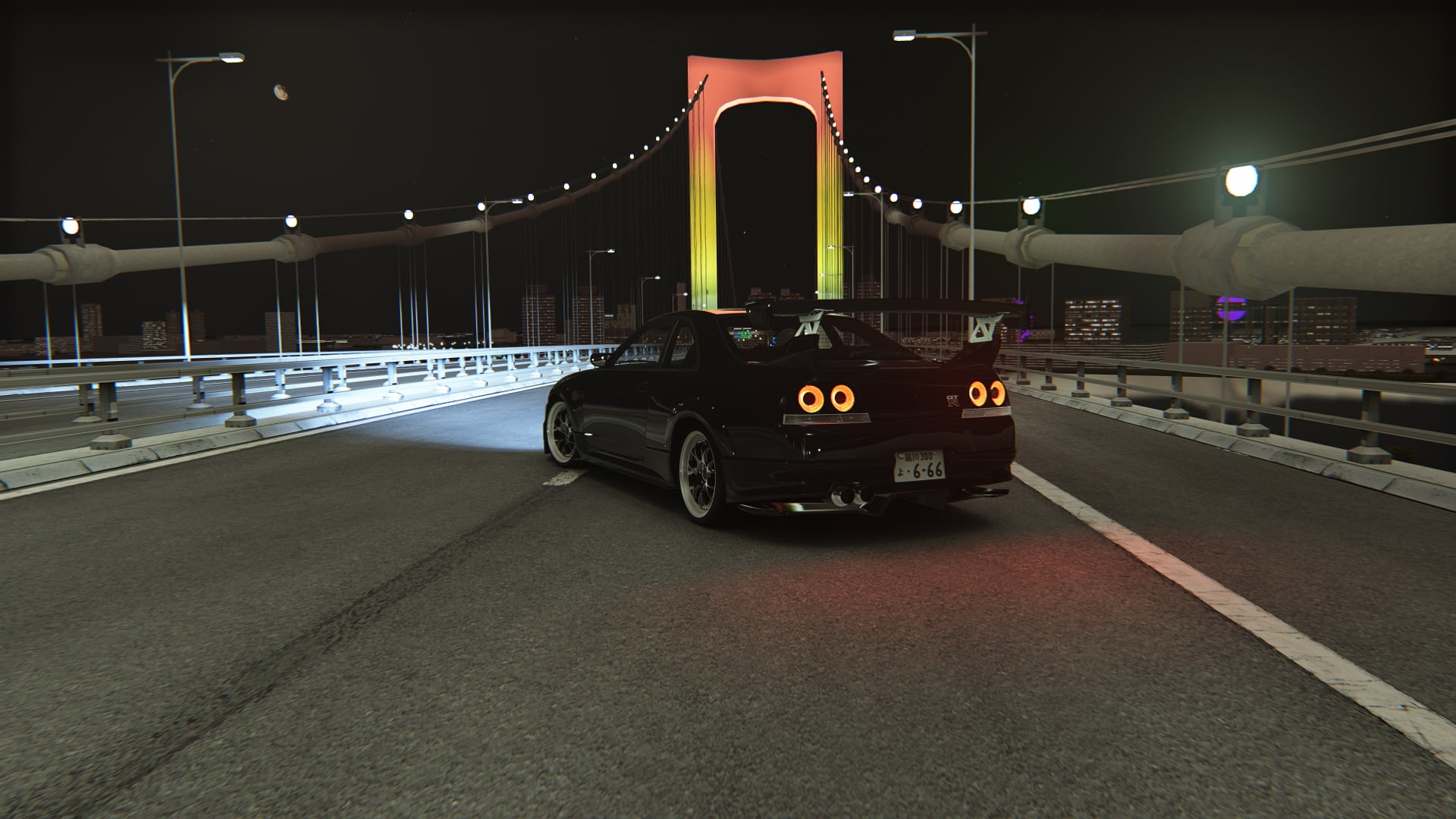 Nissan GTR, night, Nissan GTR R33, Japan, JDM, 1080P, Japanese cars, Assetto Corsa, HD Wallpaper
