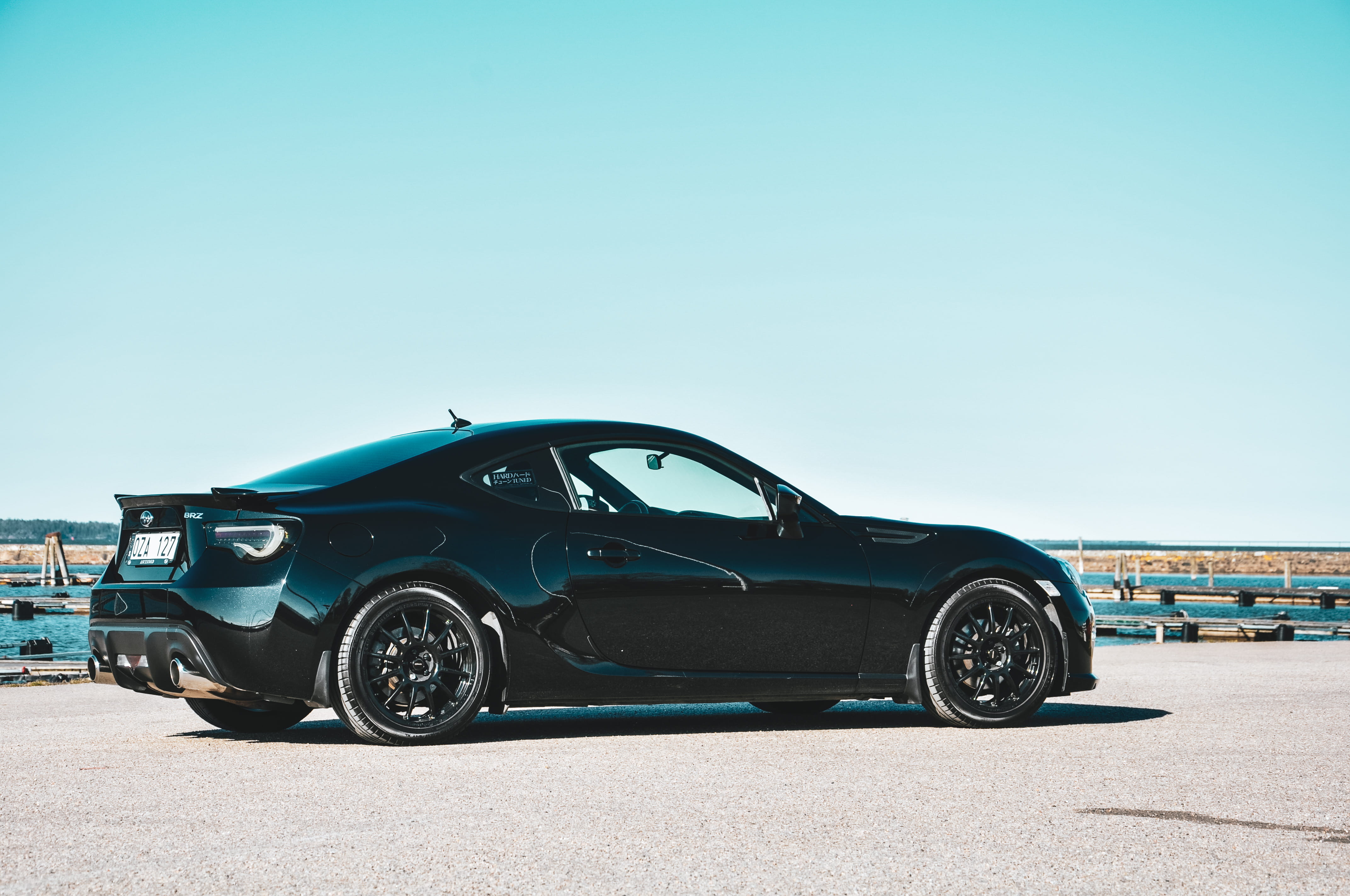automobile, sky, tire, sweden, sports car, vehicle, black, street, road, jdm, spoke, person, no people, stationary, human, copy space, clear sky, transportation, HD Wallpaper