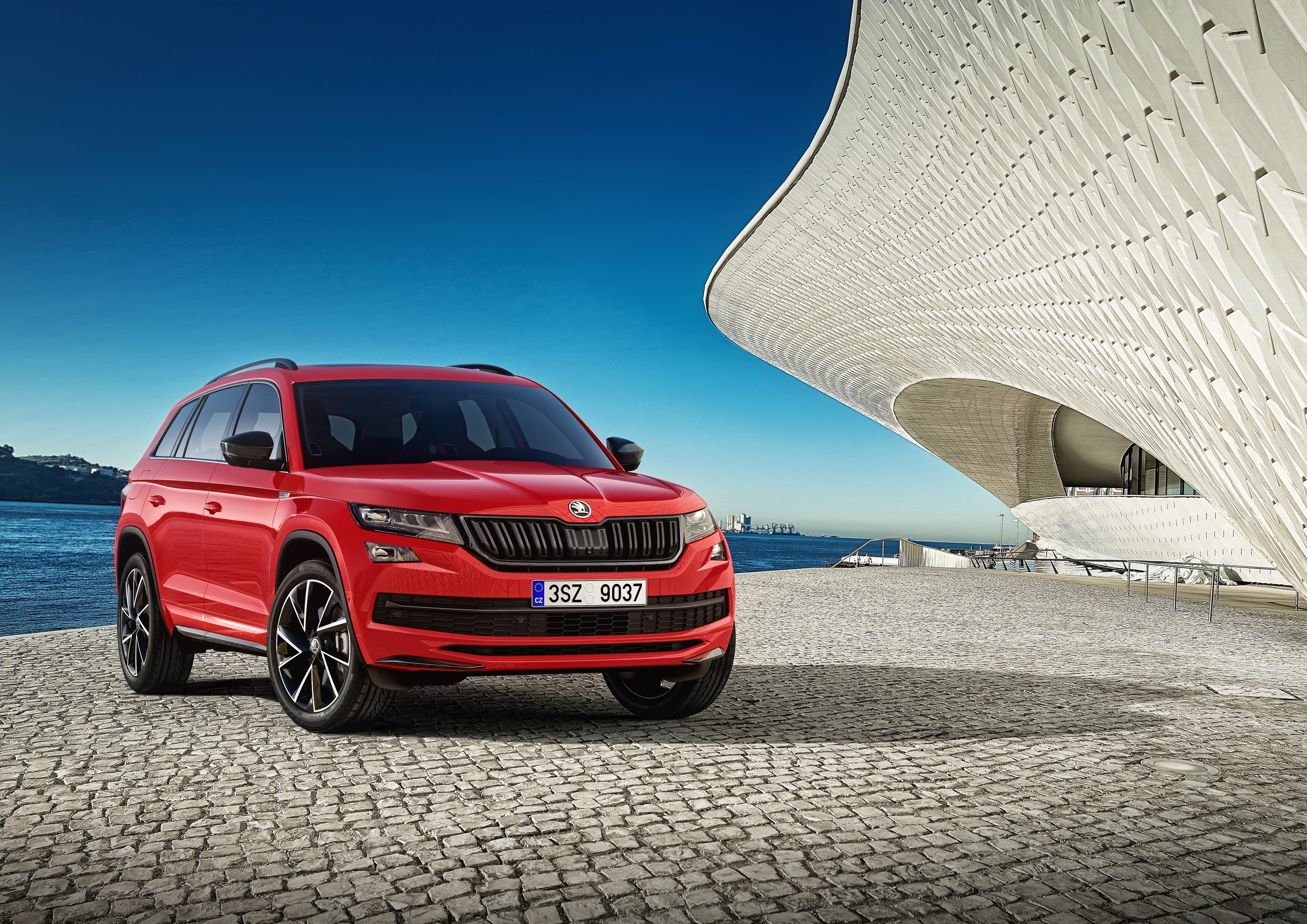 kodiaq, skoda, Skoda Kodiaq, 4K, red, front, HD Wallpaper