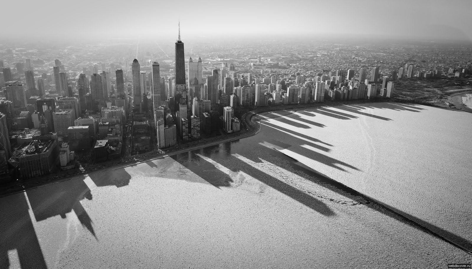 shadow, Lake Shore Drive, USA, monochrome, 720P, cityscape, Chicago, skyline, HD Wallpaper